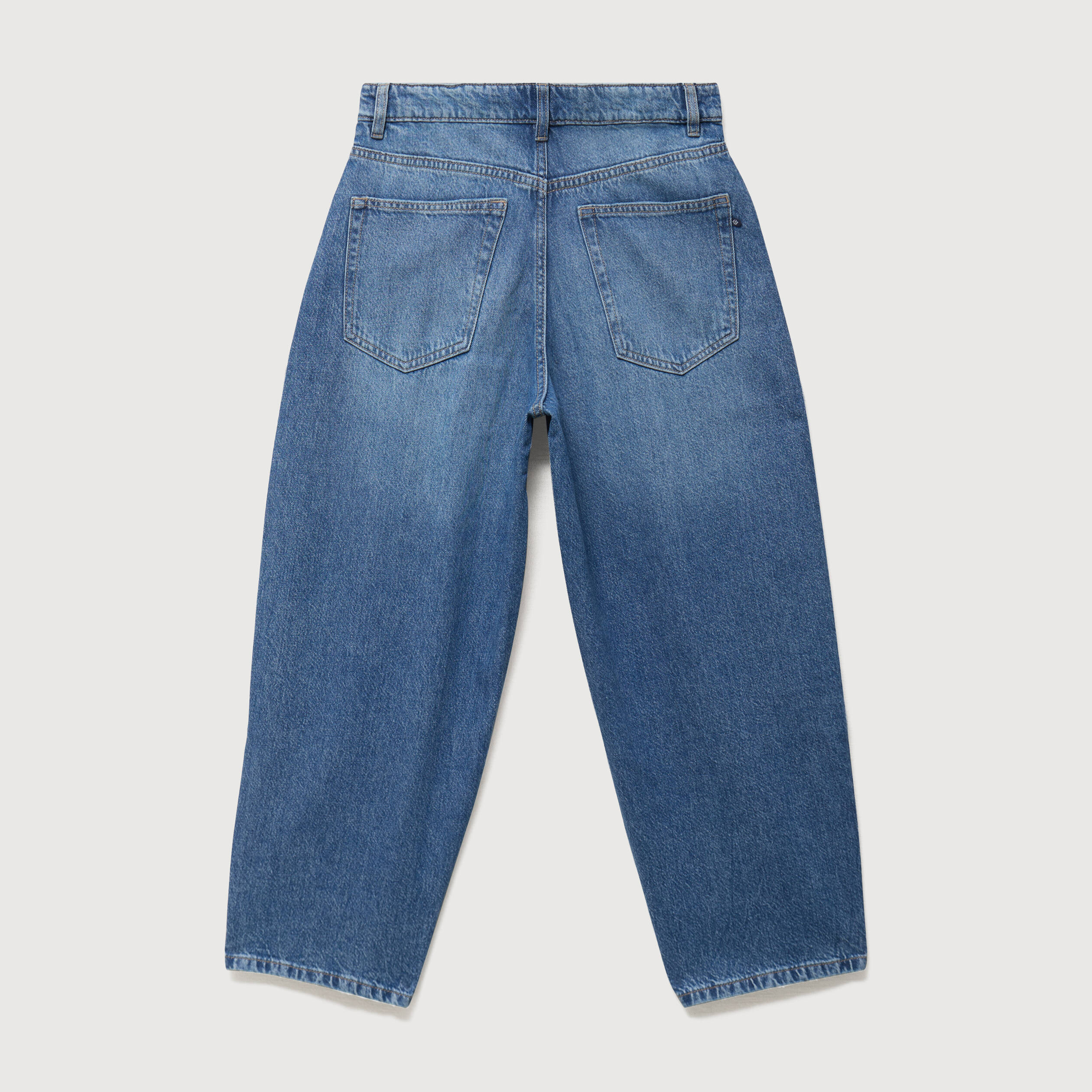 Jeans barrel 7/8&egrave;me taille standard denim used femme