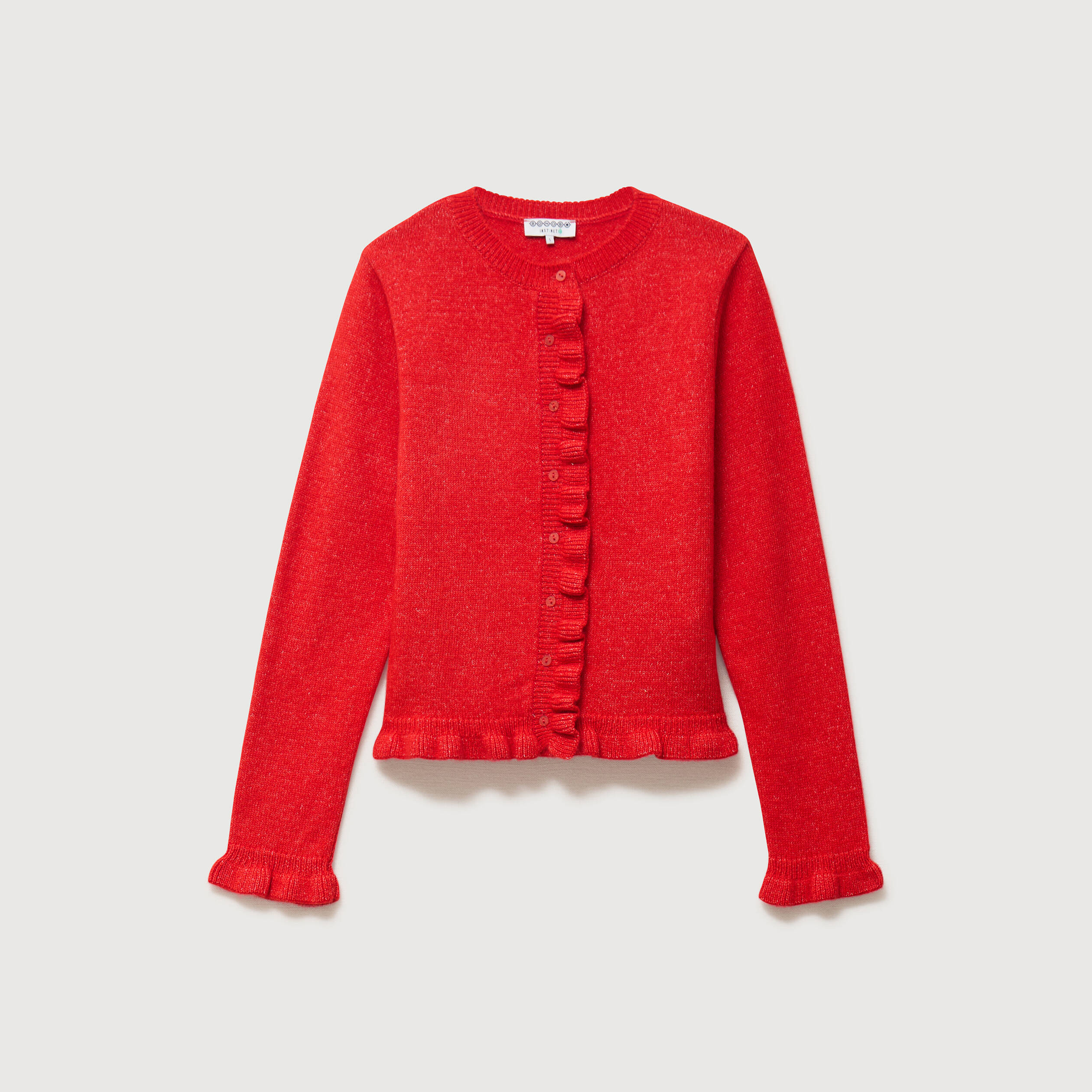 Gilet droit manches longues col rond rouge femme