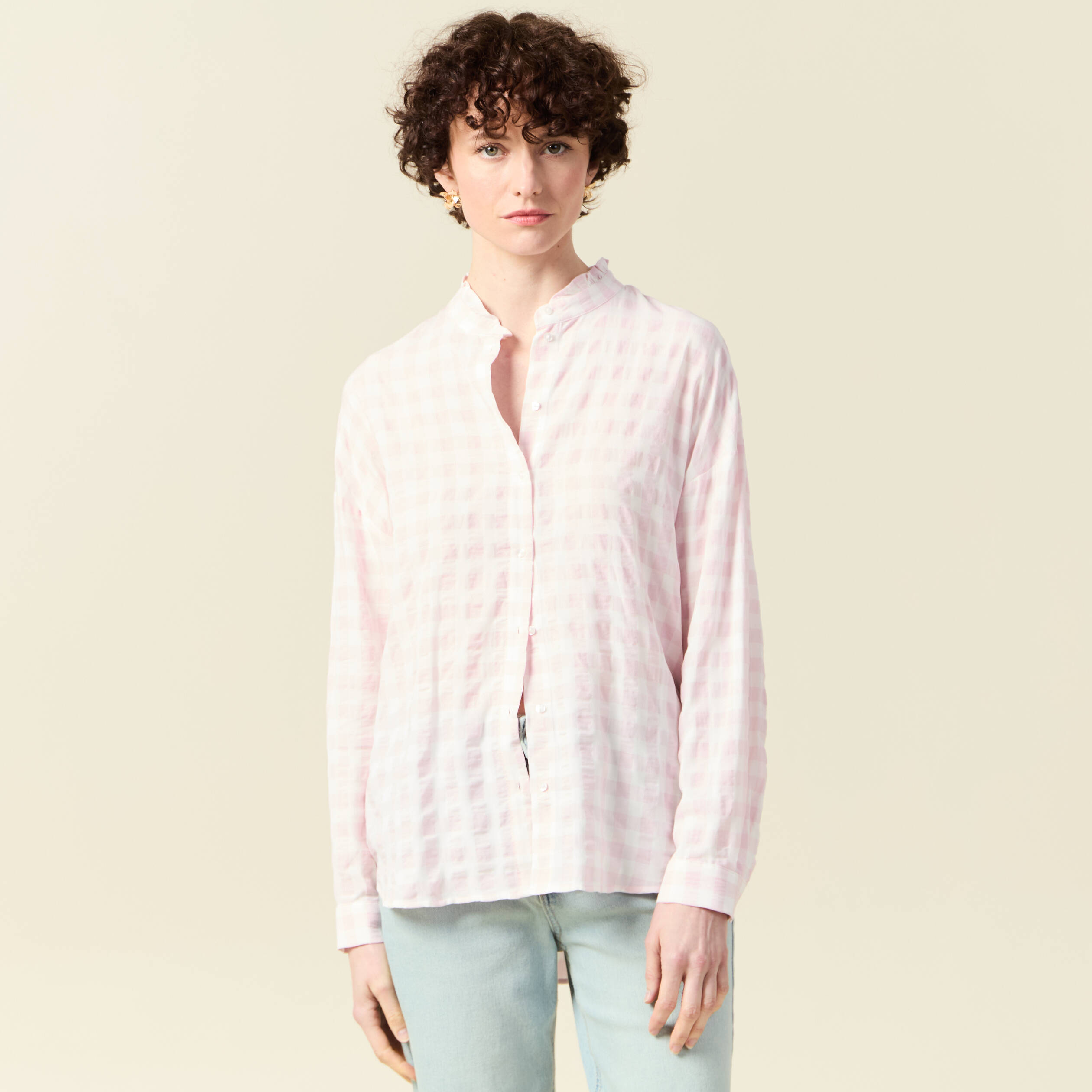 chemise manches longues rose clair femme Chemise manches longues rose clair femme