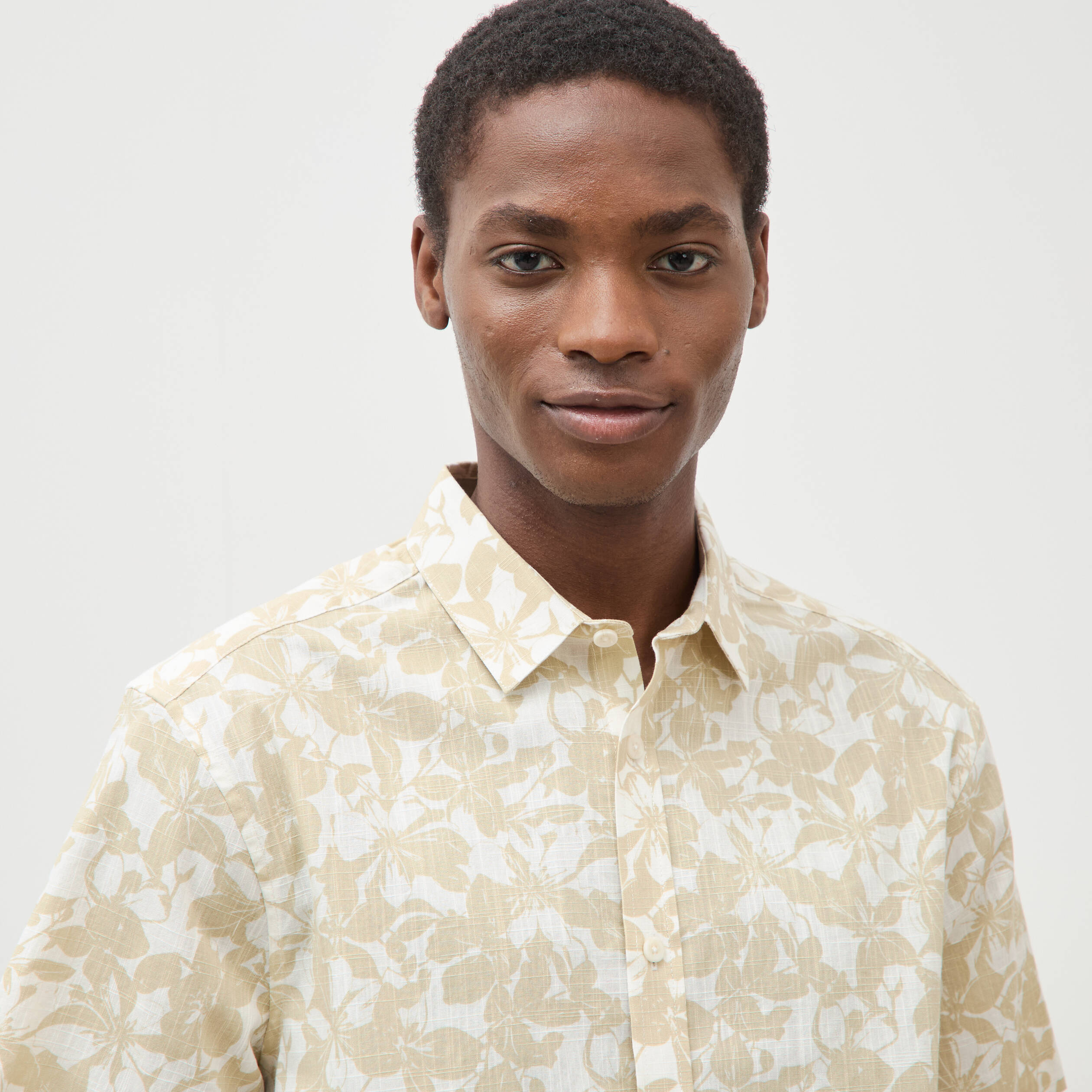 Chemise manches courtes beige homme