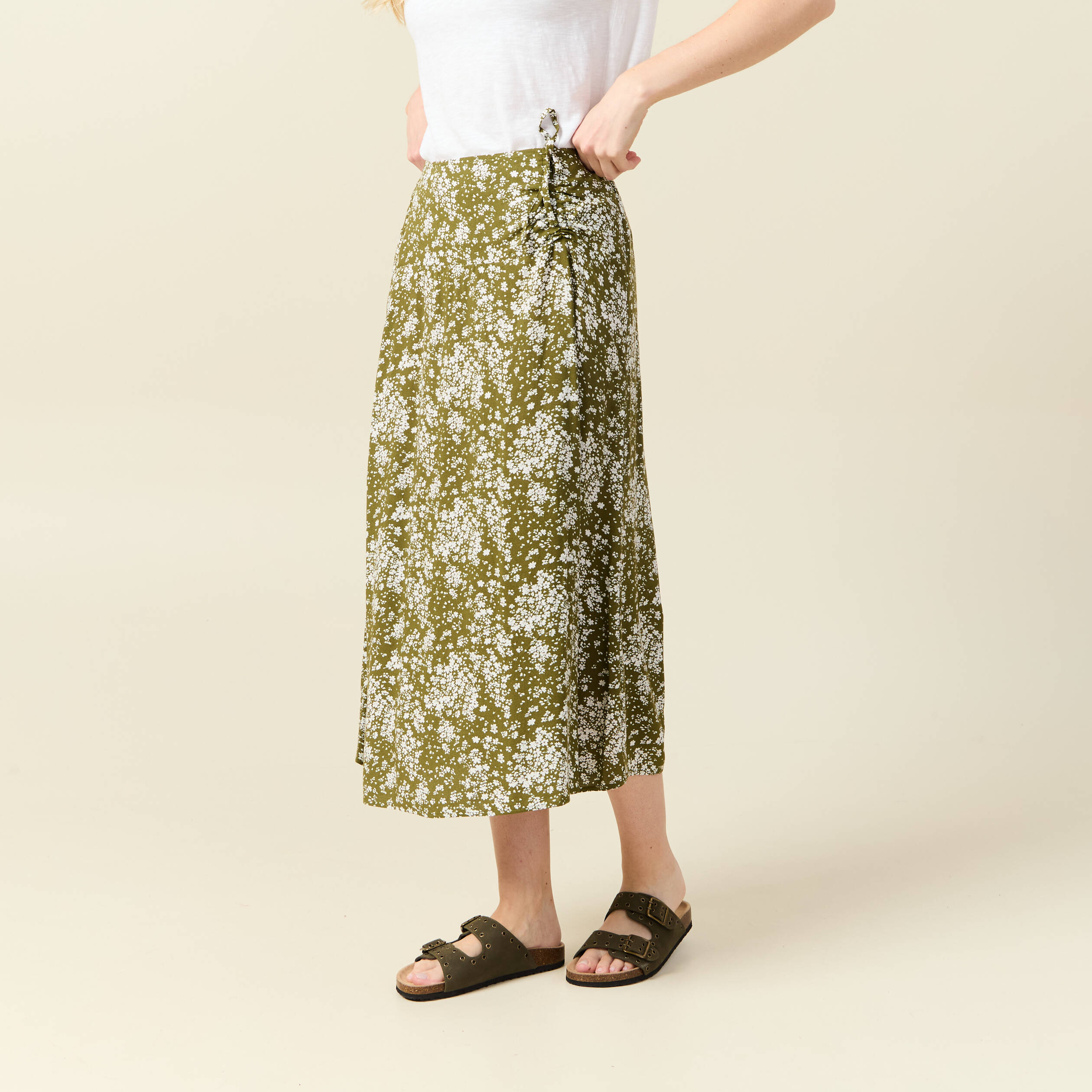 jupe longue portefeuille vert olive femme Jupe longue portefeuille vert olive femme