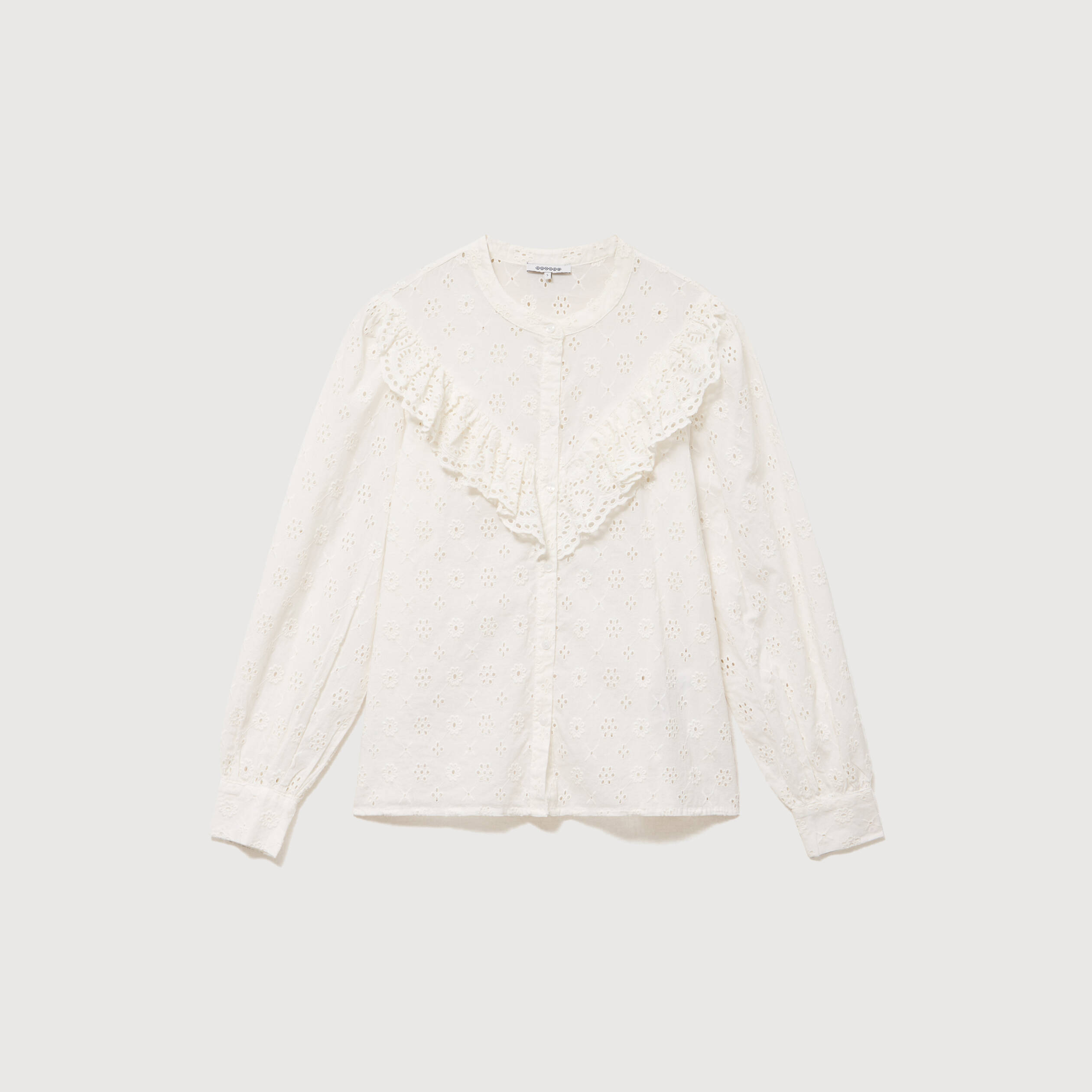 Chemise en coton avec dentelle ecru femme