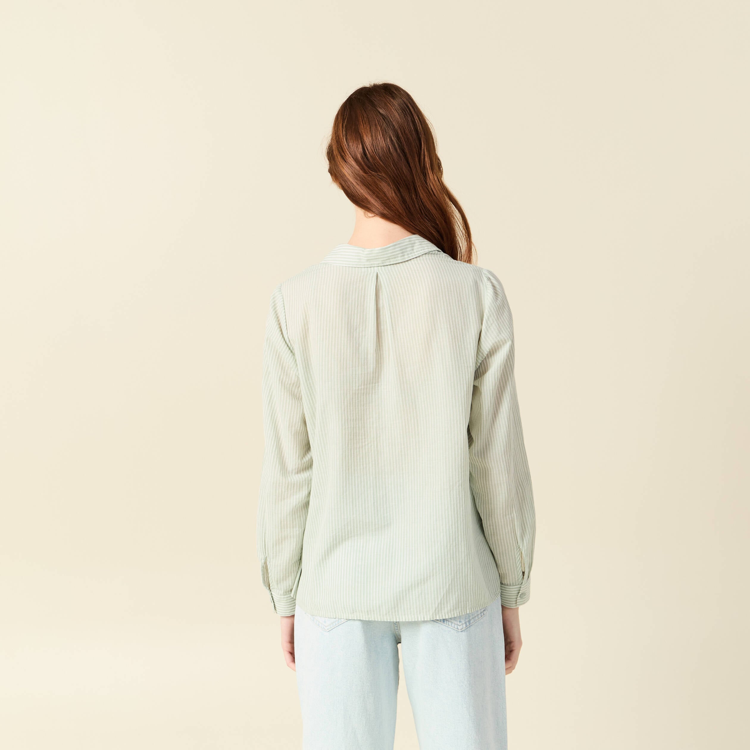 Blouse manches longues vert olive femme