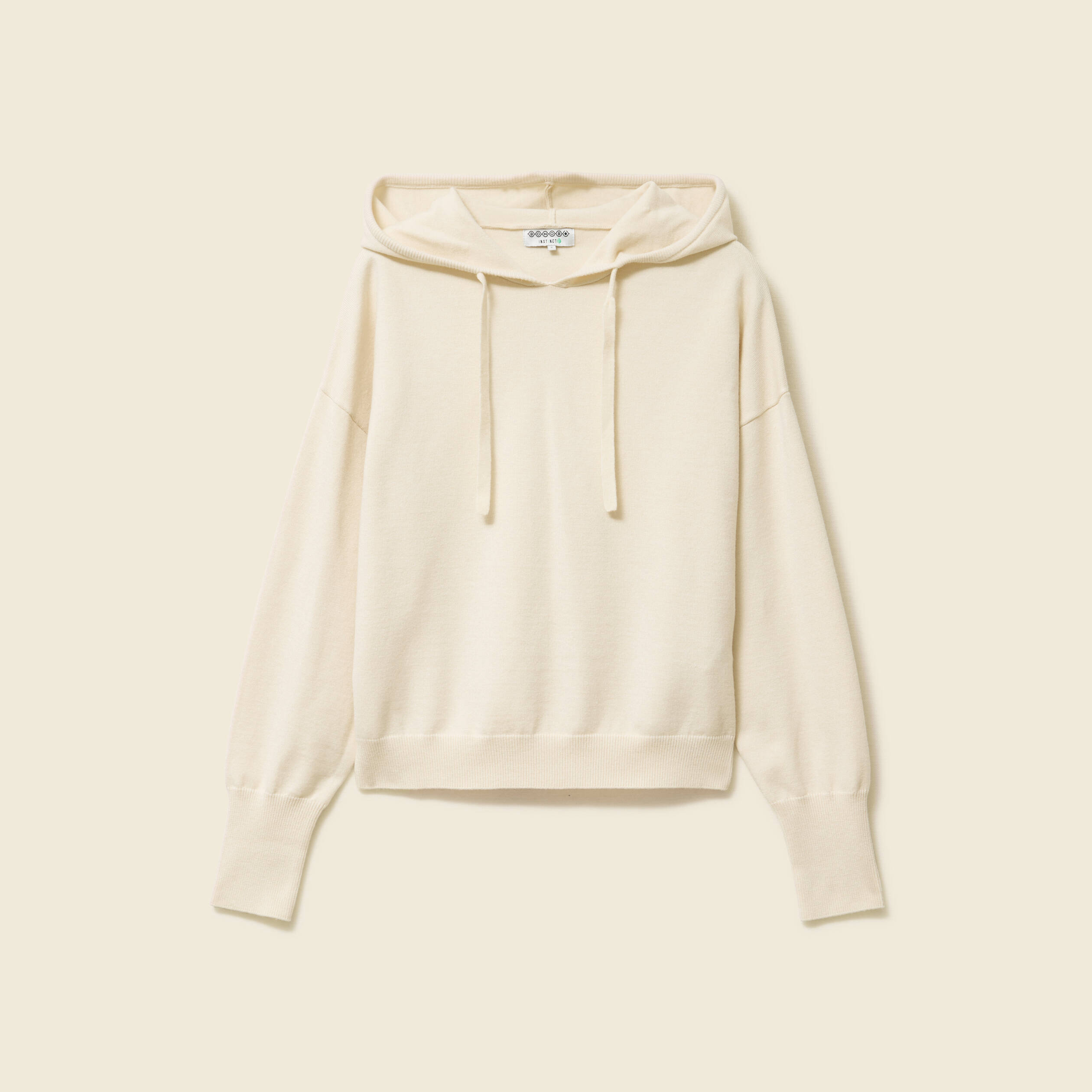 Sweat &agrave; capuche manches longues creme femme