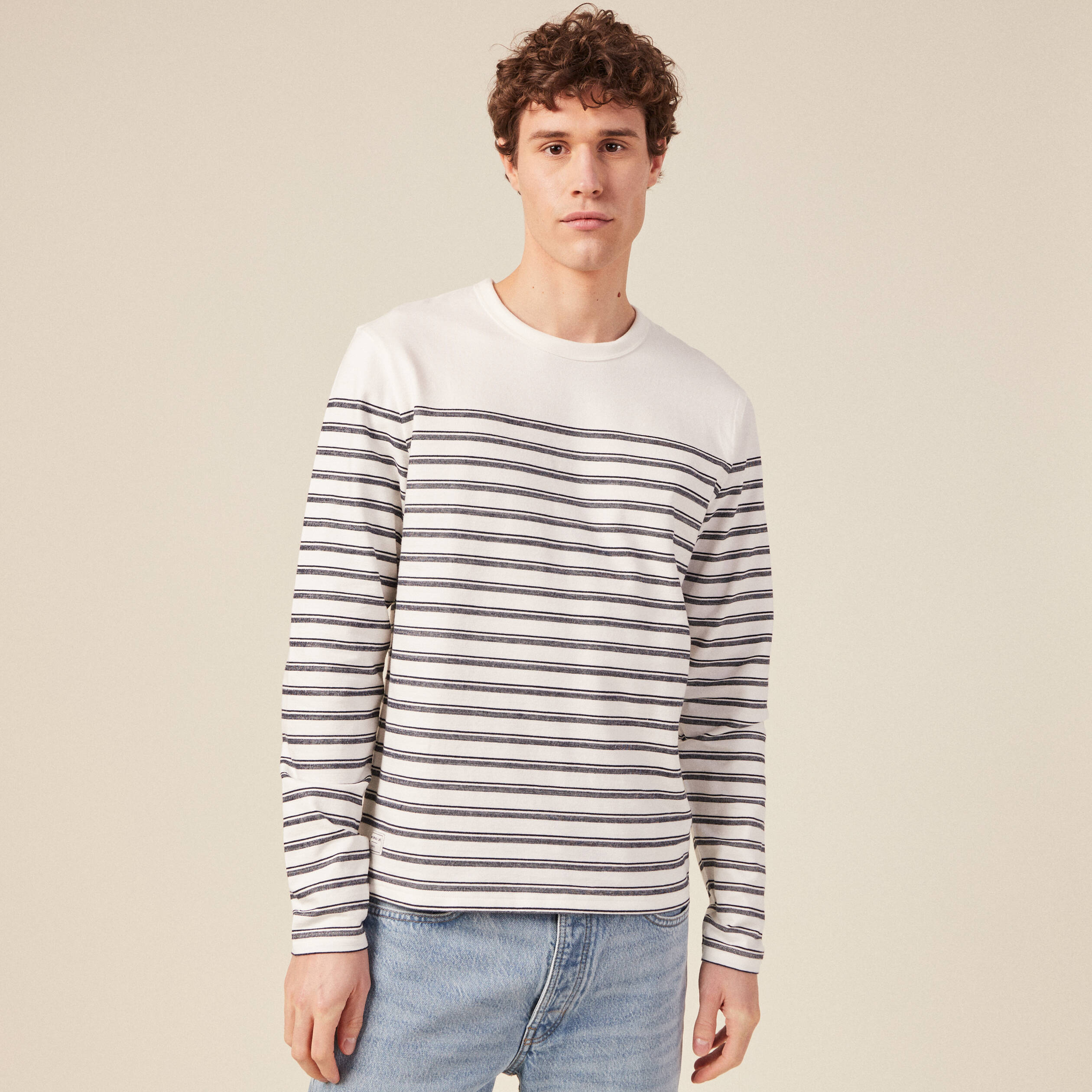 t shirt manches longues ecru homme T-shirt manches longues ecru homme