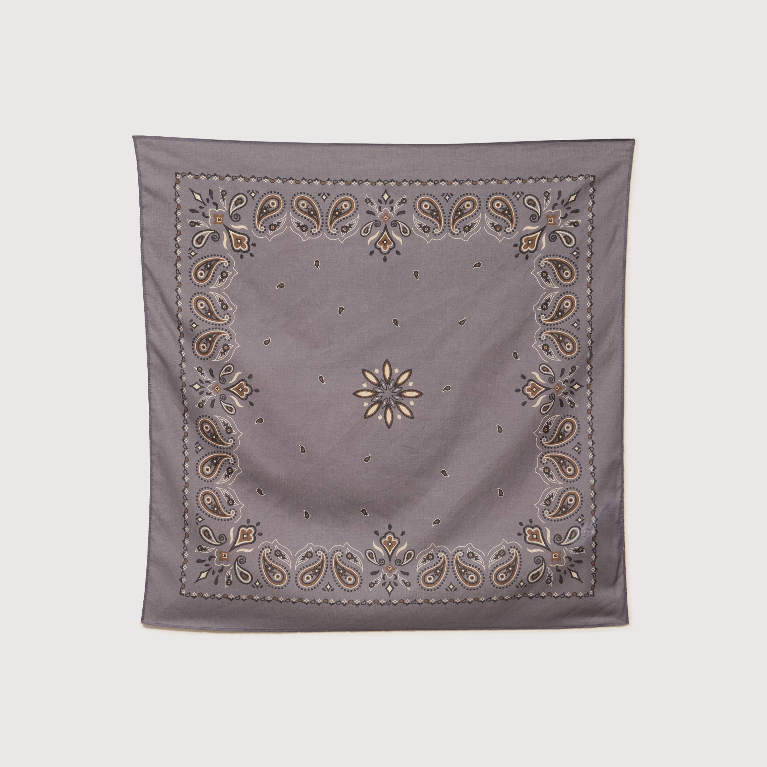 Foulard bandana en coton gris fonc&eacute; homme