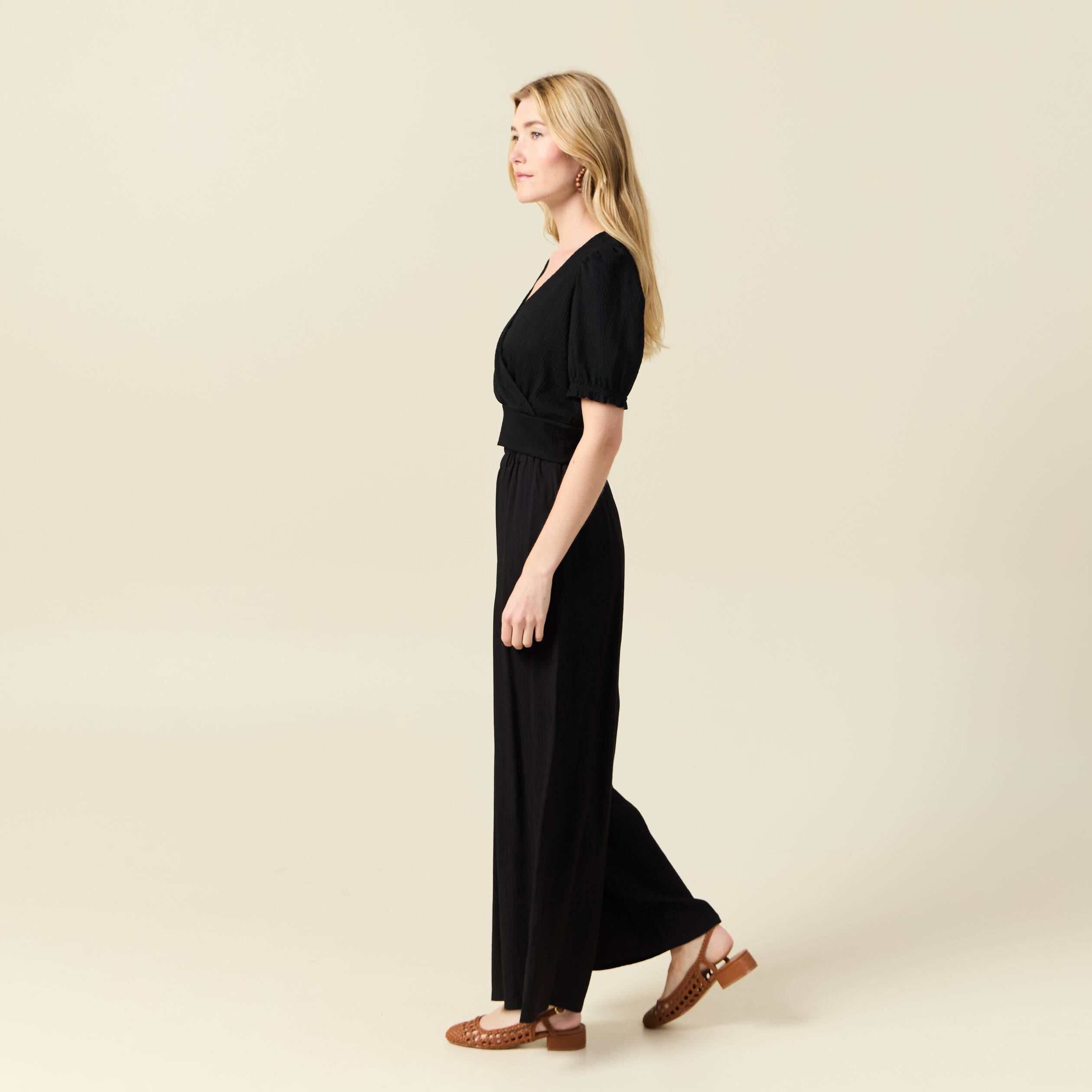 blouse cropped manches courtes noir femme Blouse cropped manches courtes noir femme