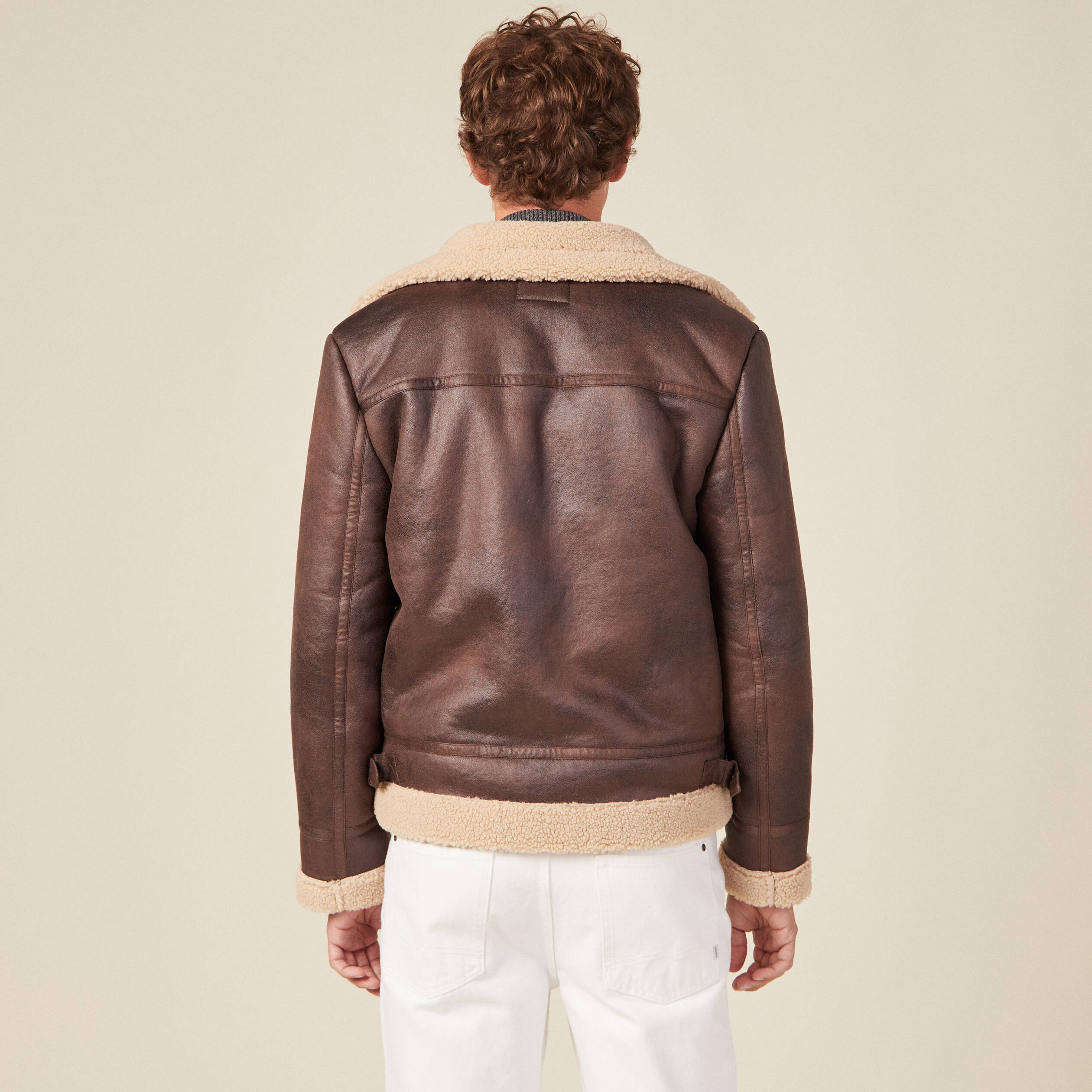 blouson droit simili cuir taupe homme Blouson droit simili cuir taupe homme