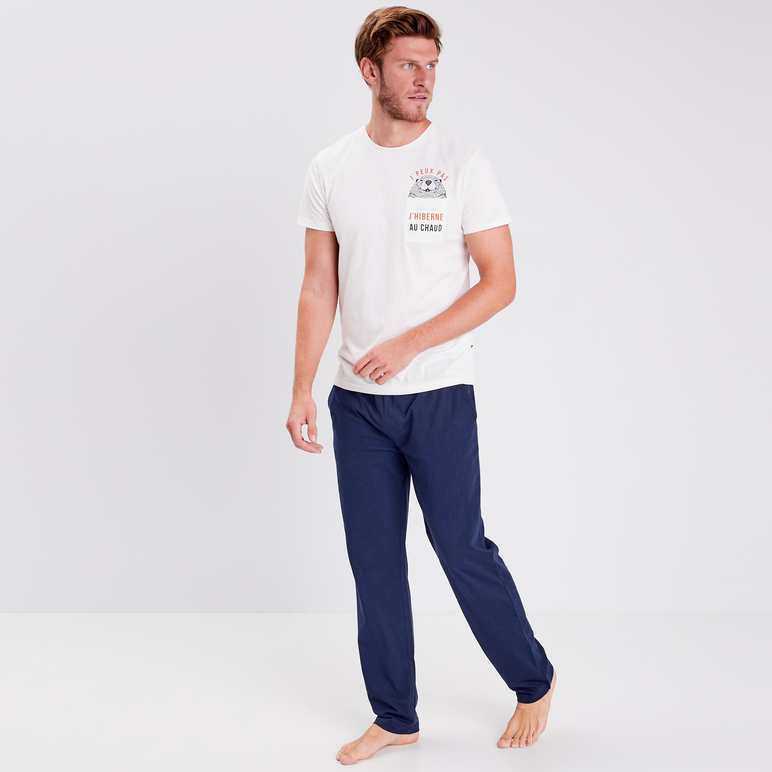 Ensemble pyjama 2 pi ces bleu marine homme Bonobo