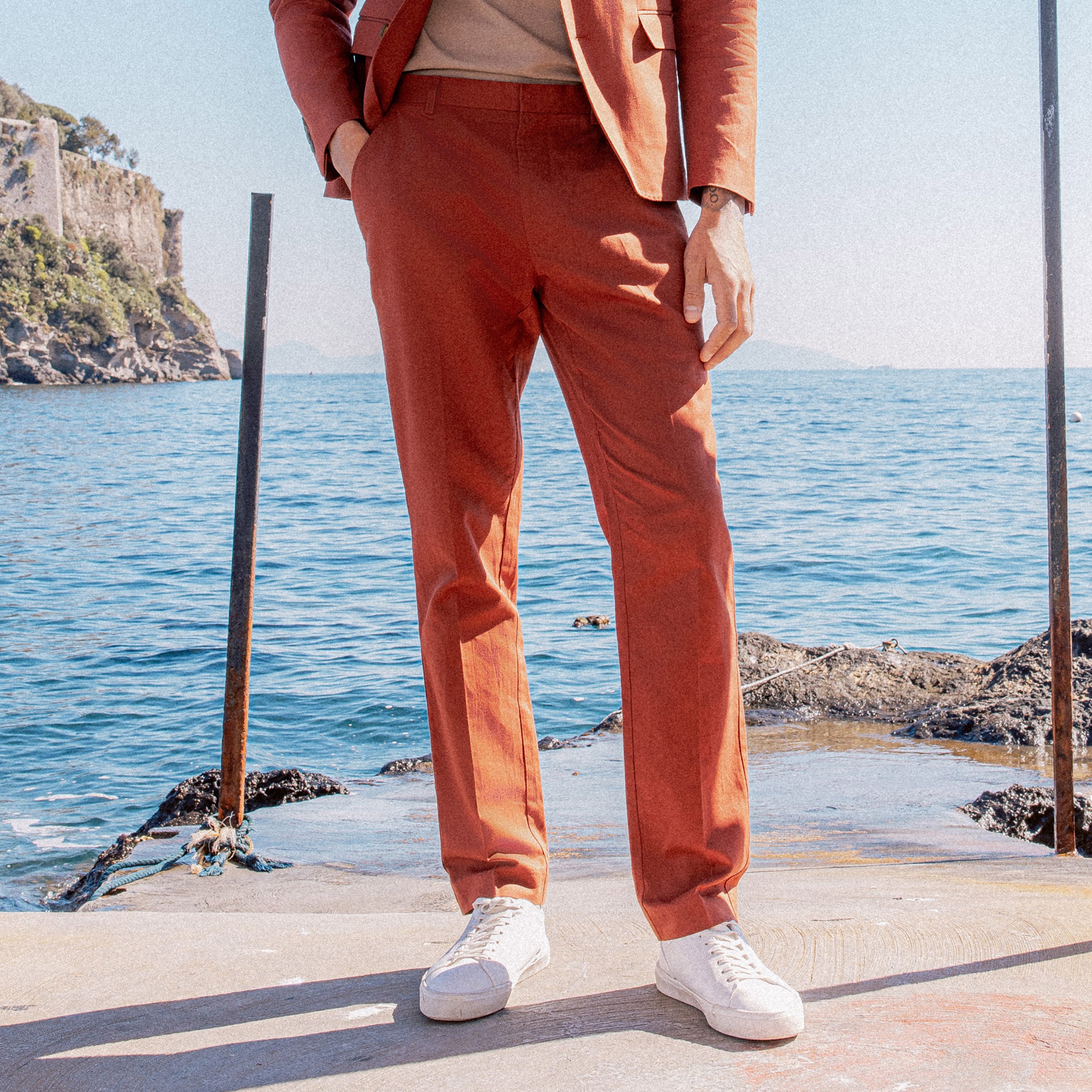 pantalon chino marron cognac homme Pantalon chino marron cognac homme