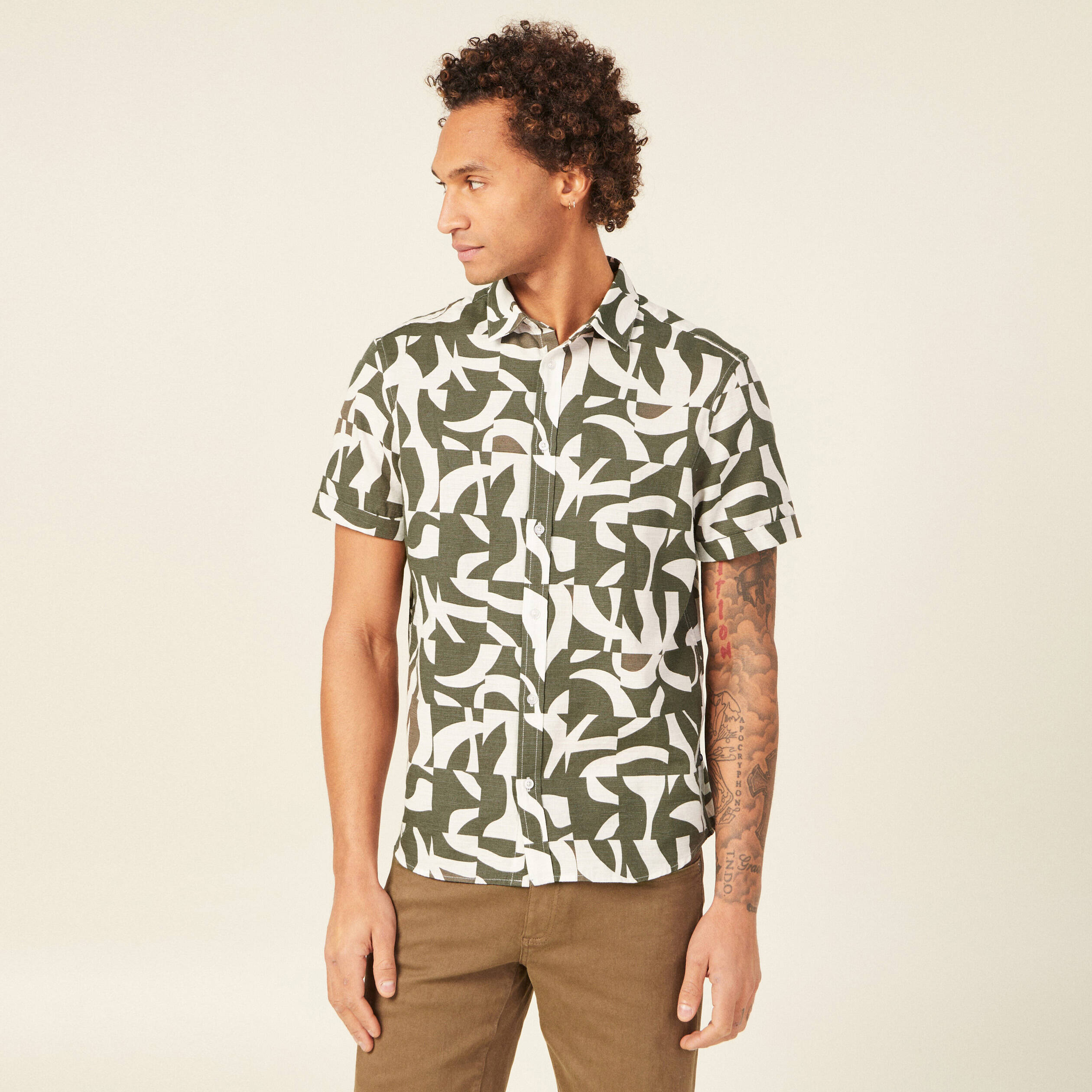 chemise manches courtes vert kaki homme Chemise manches courtes vert kaki homme