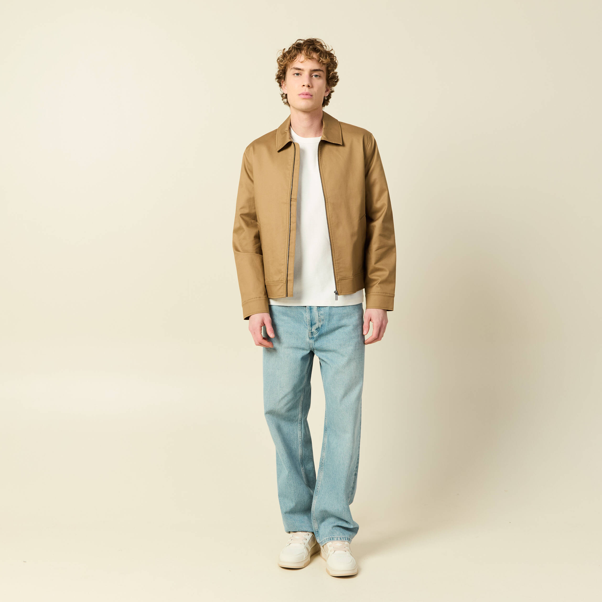 Blouson manches longues doubl&eacute; vert kaki homme