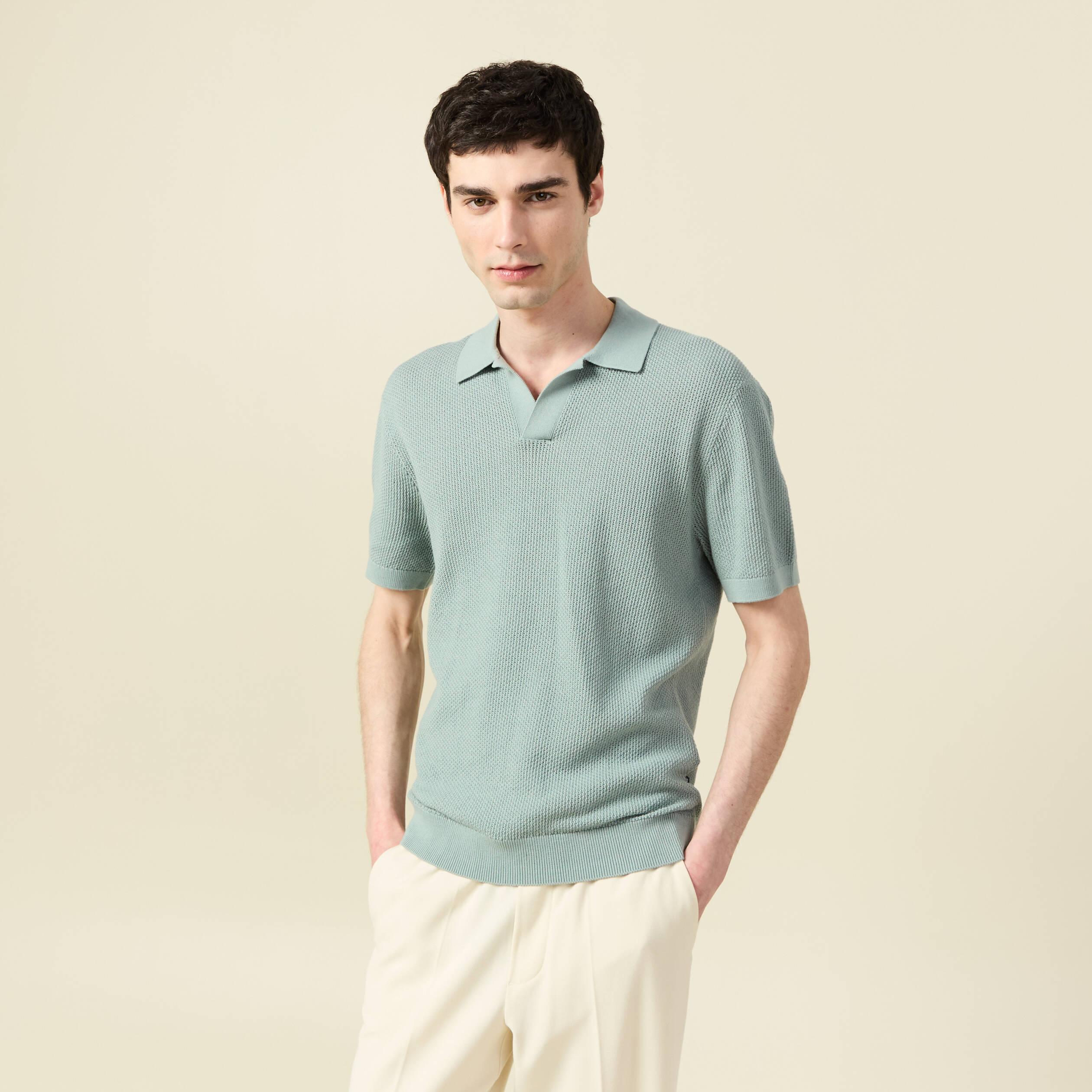 Polo manches courtes vert clair homme