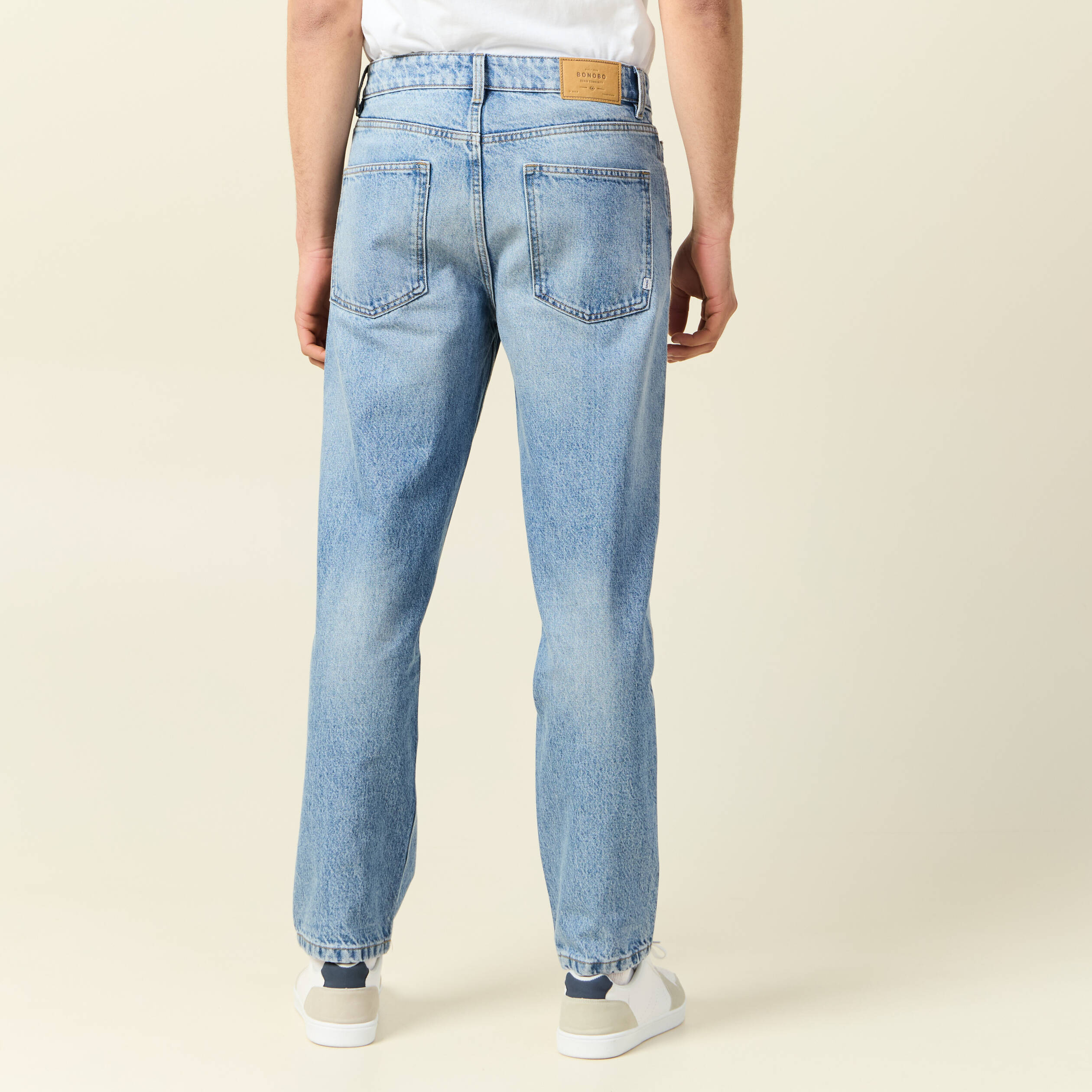 Jeans large relaxed denim bleach homme