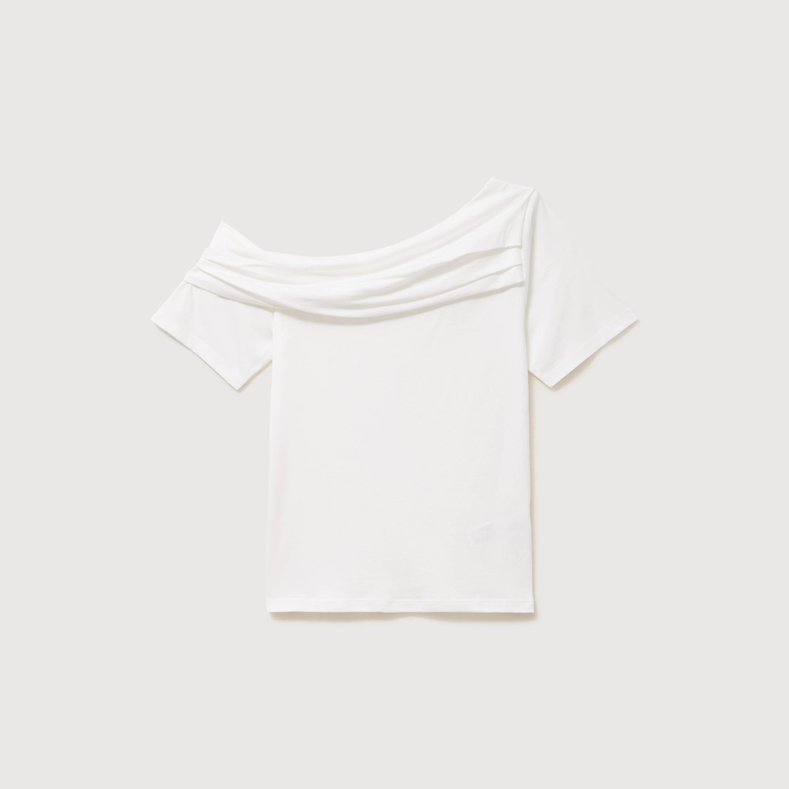 T-shirt ajust&eacute; manches courtes ecru femme