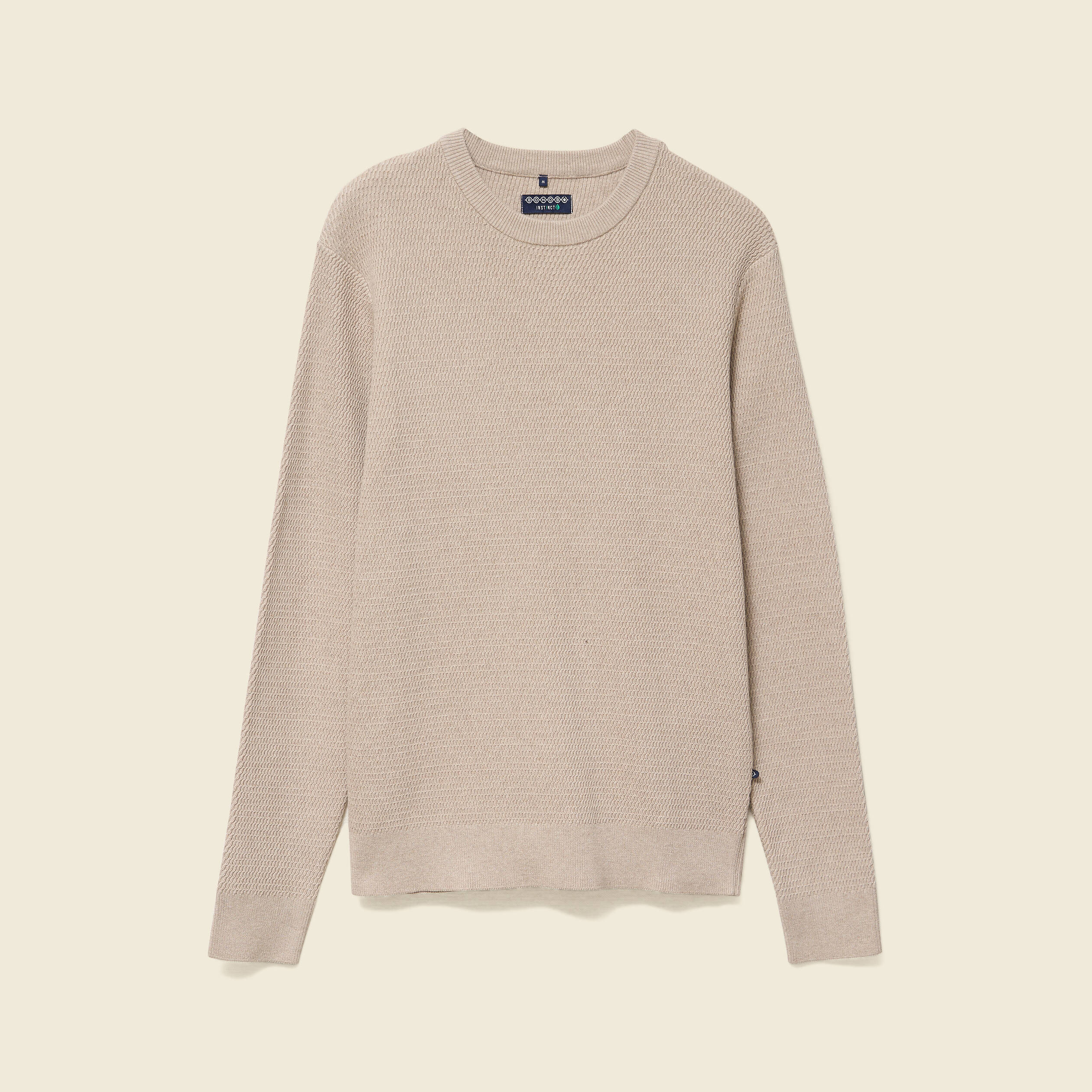Pull droit manches longues sable homme