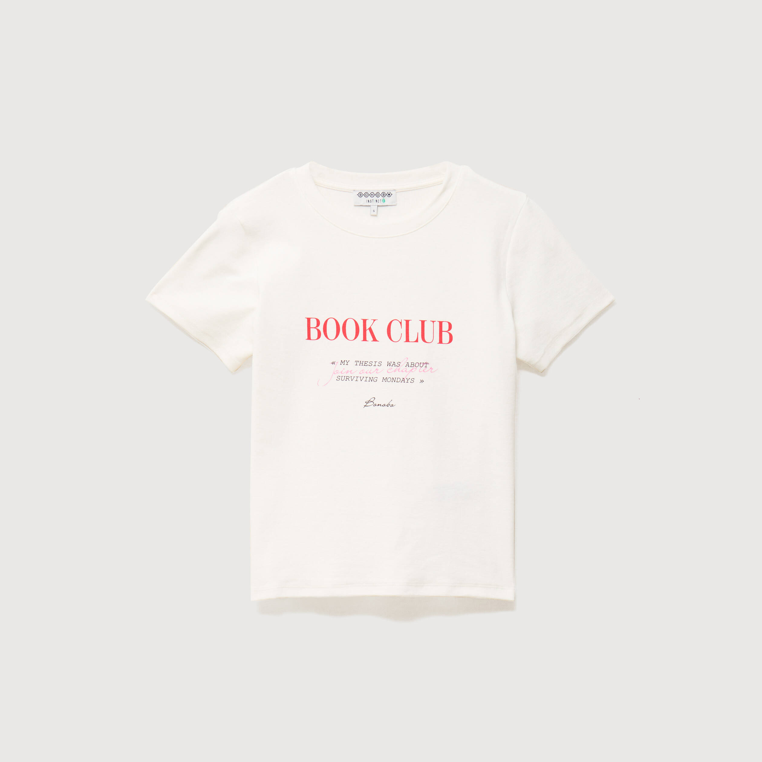 T-shirt cintr&eacute; col rond manches courtes ecru femme