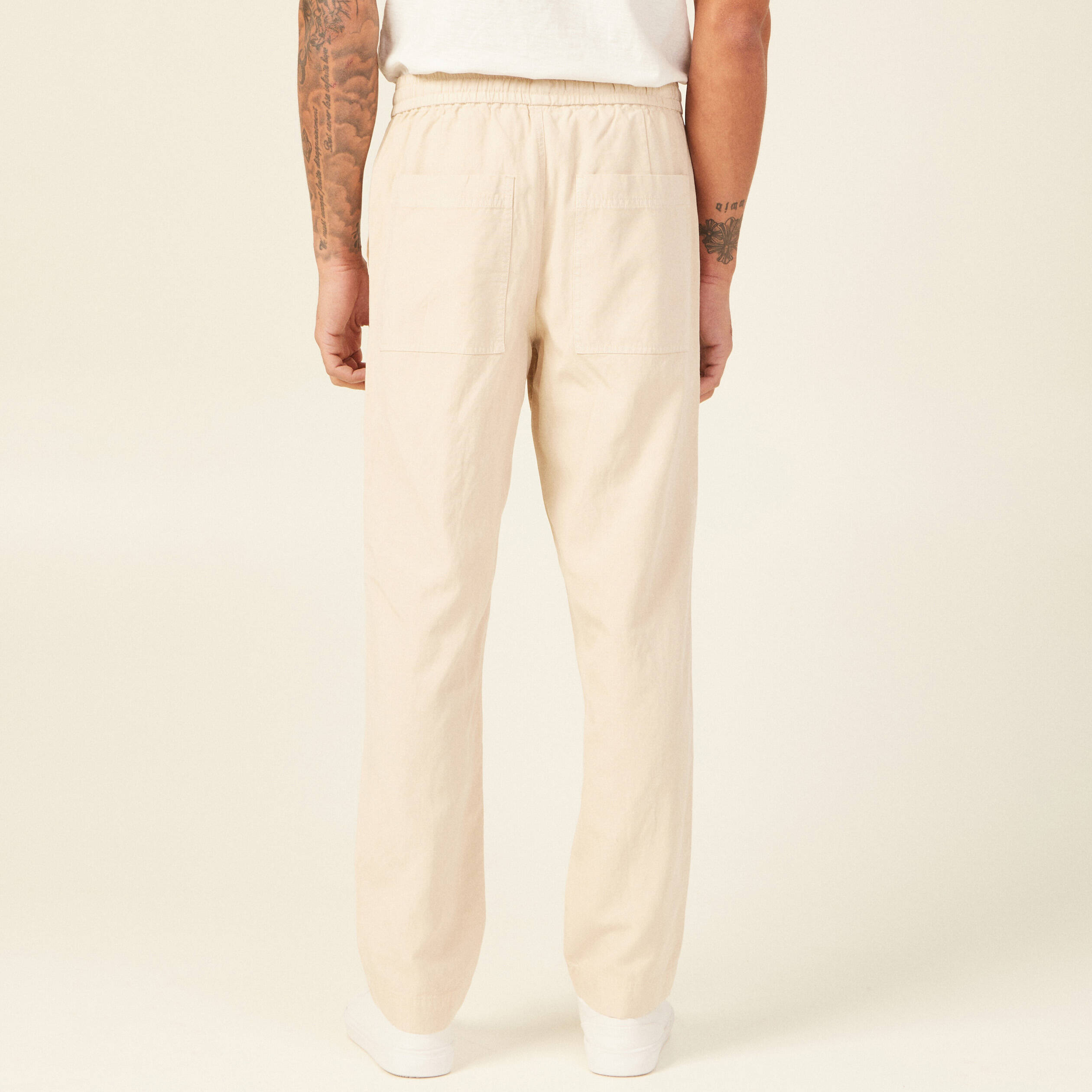 pantalon chino a coulisse beige homme Pantalon chino à coulisse beige homme