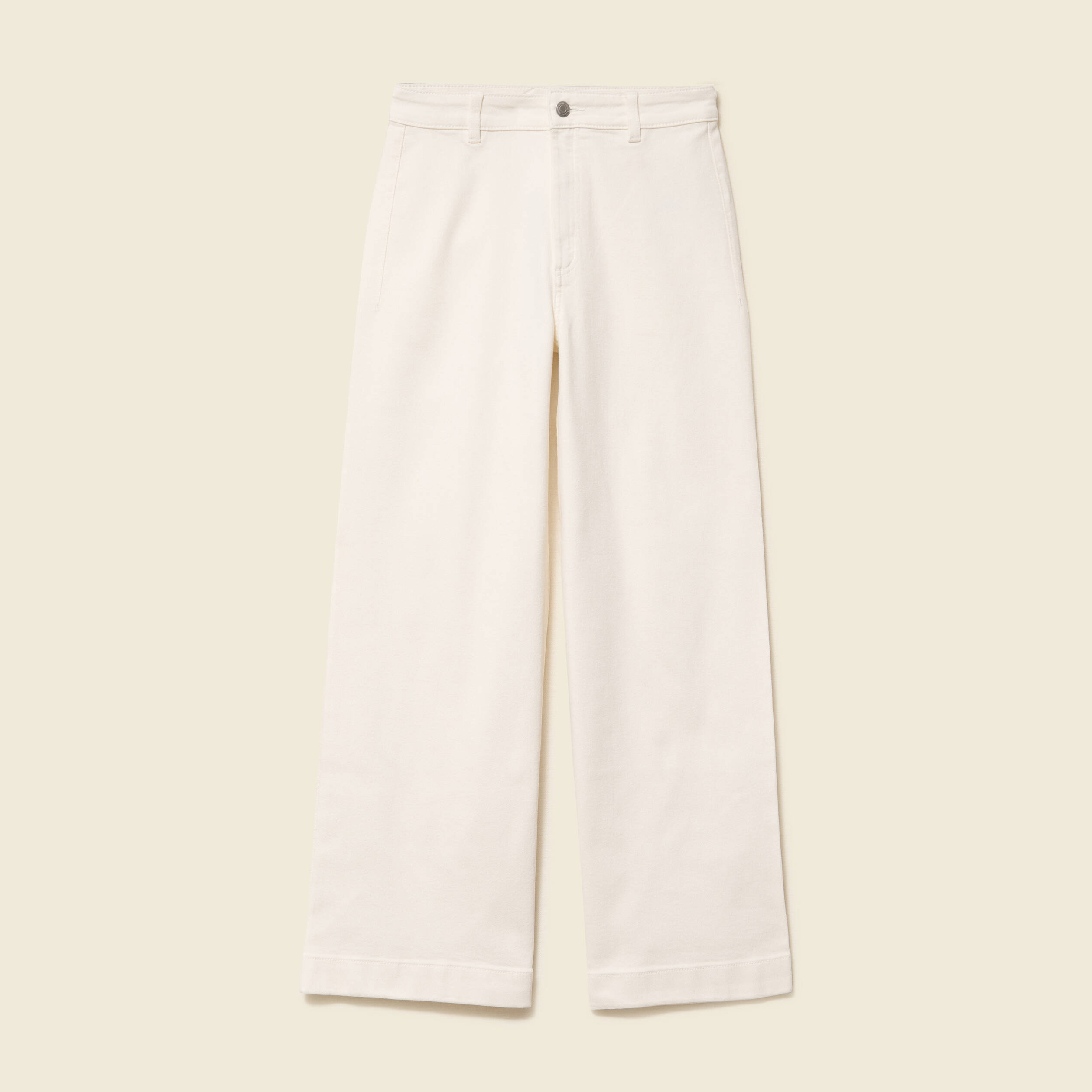 Jeans large taille haute denim blanc femme