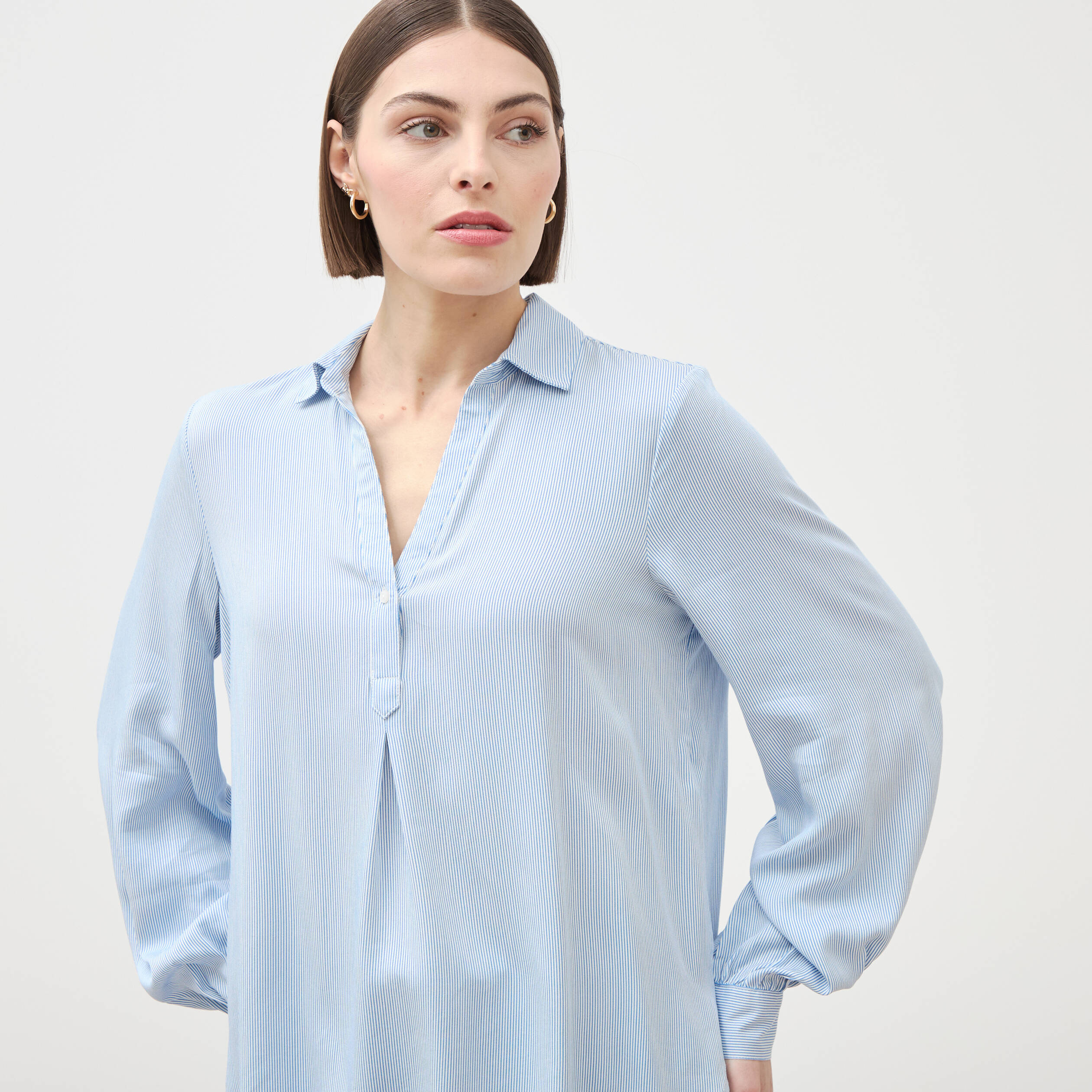 Blouse manches longues bleu femme