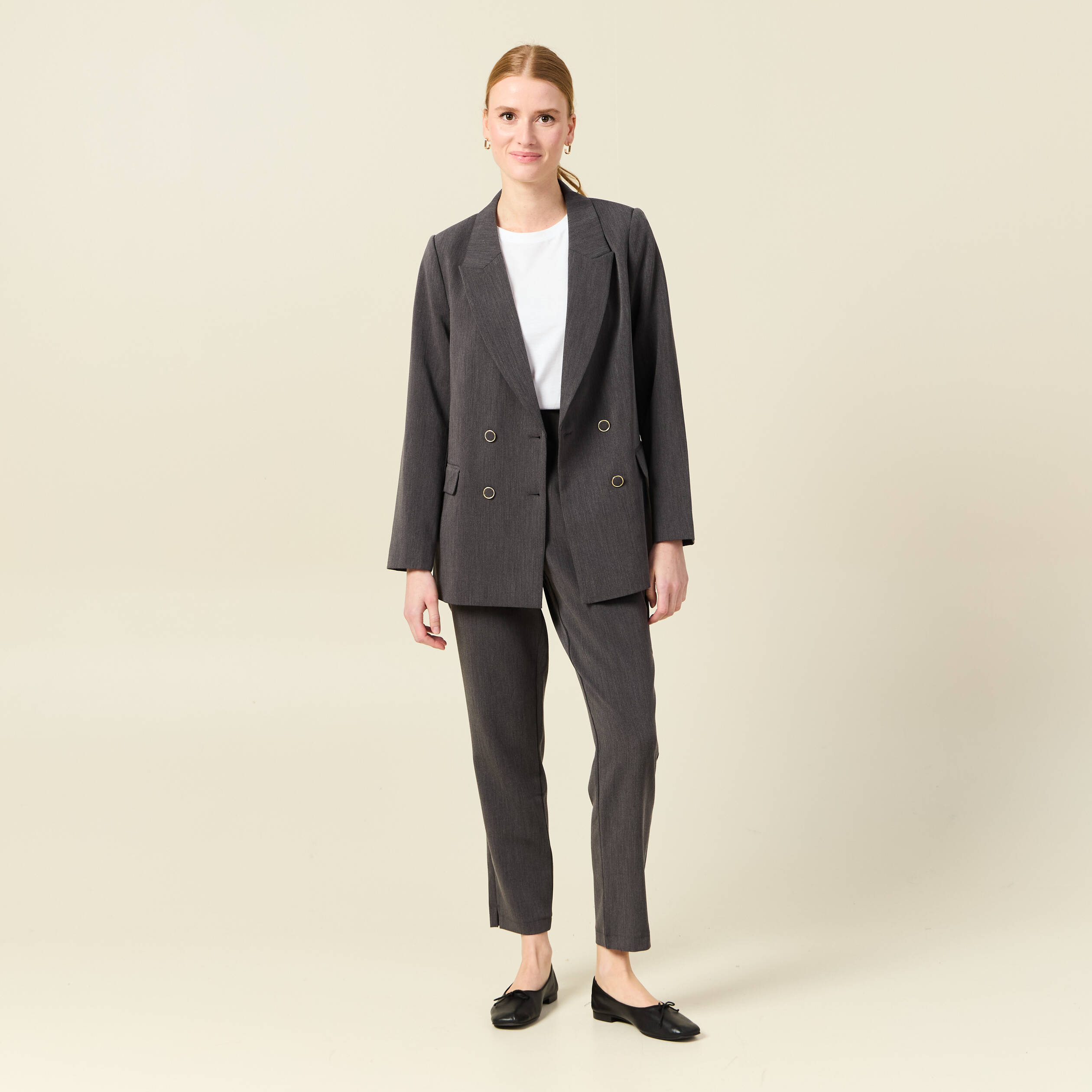 veste blazer double boutonnage gris femme Veste blazer double boutonnage gris femme