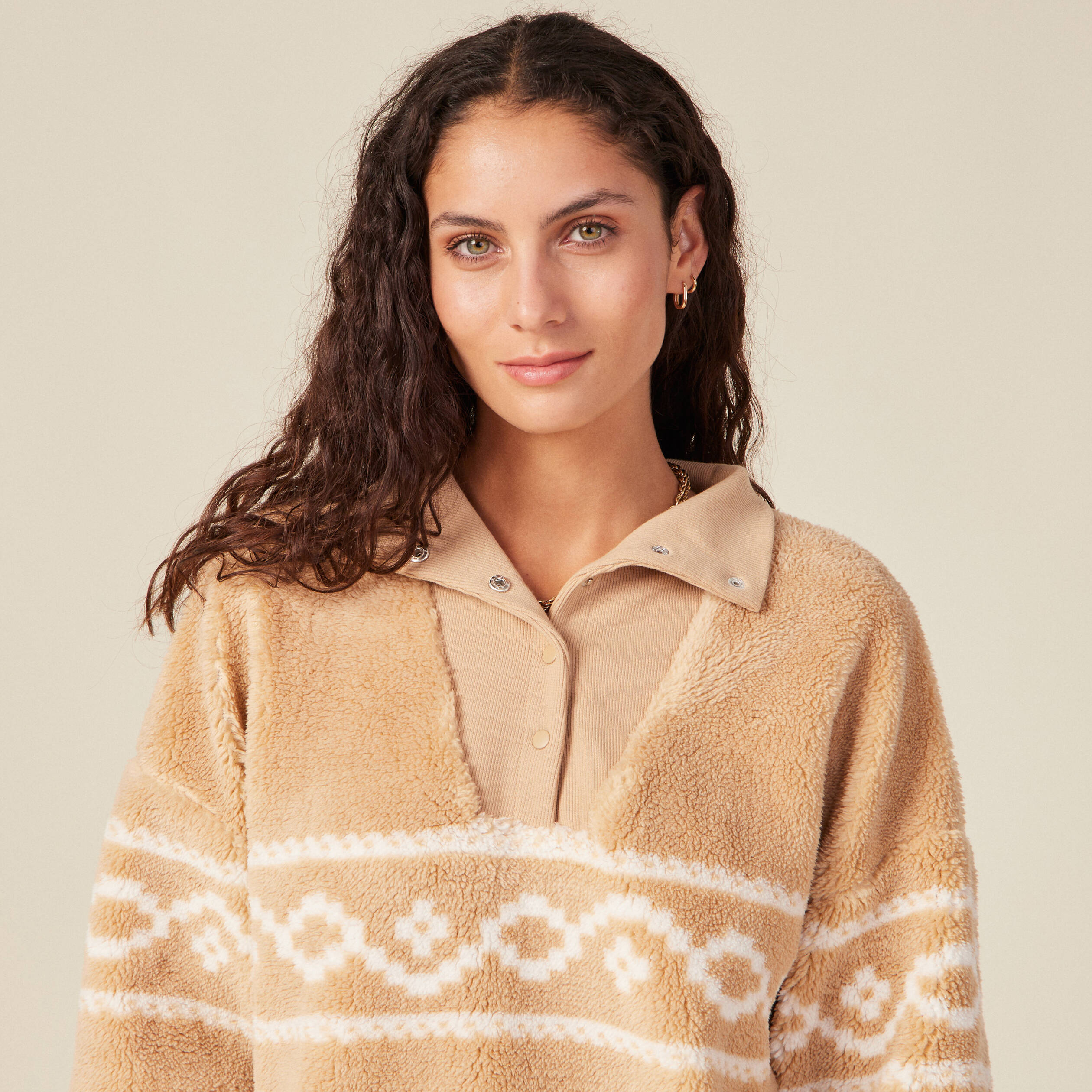 Sweat éco-responsable beige femme
