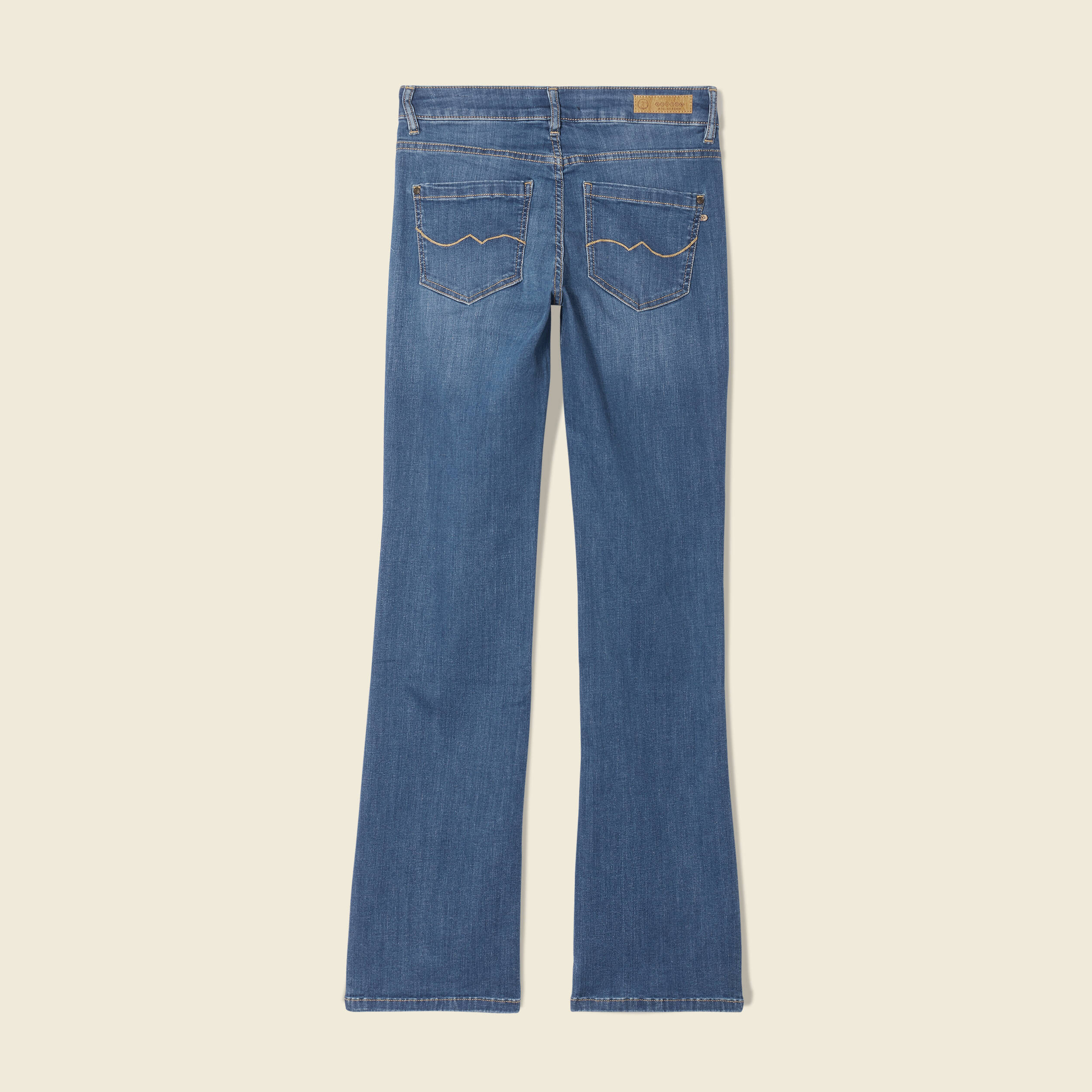 Jeans bootcut détails tressés denim stone femme