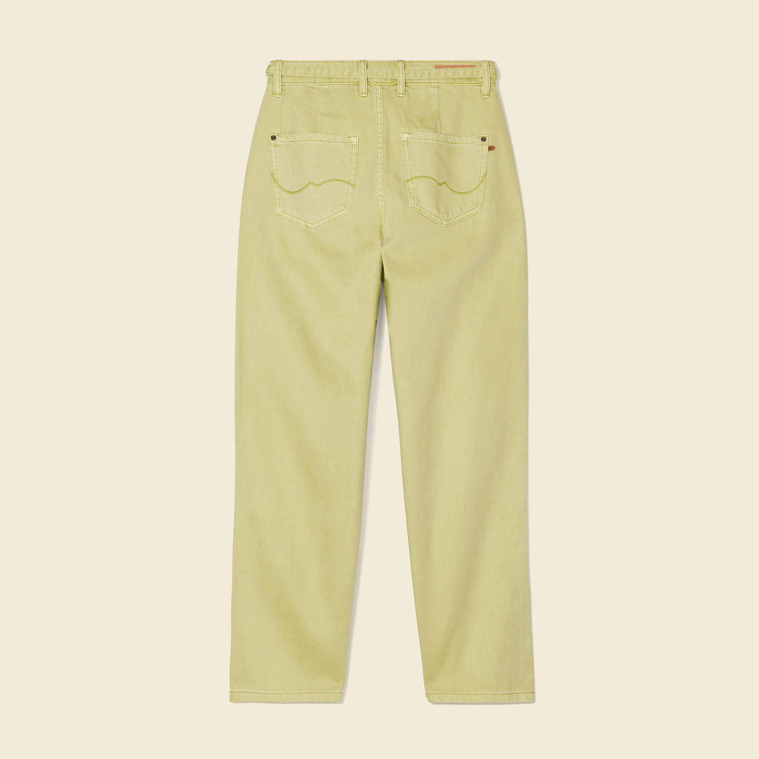 pantalon large eco responsable vert anis femme Pantalon large éco-responsable vert anis femme