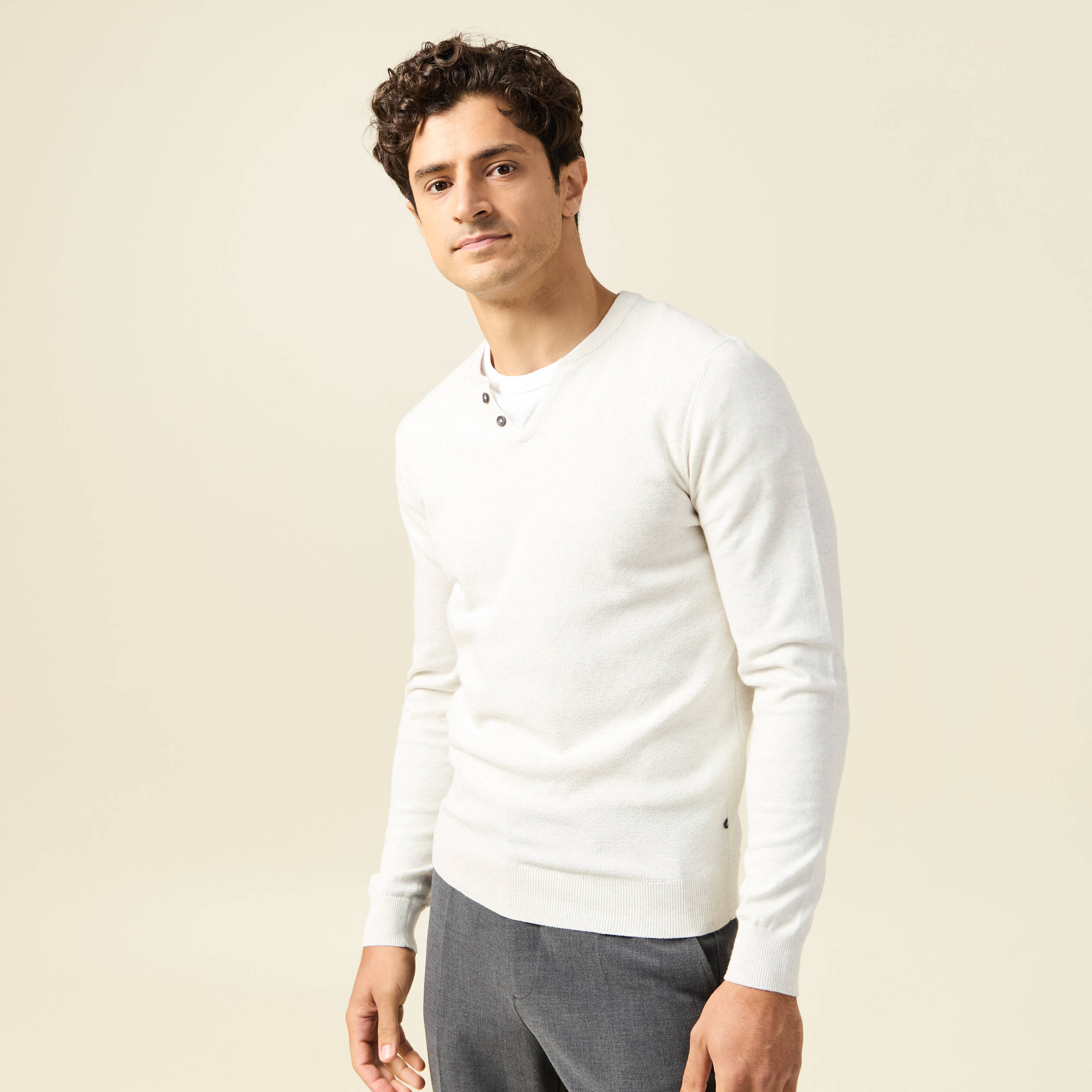 pull manches longues ecru homme Pull manches longues ecru homme