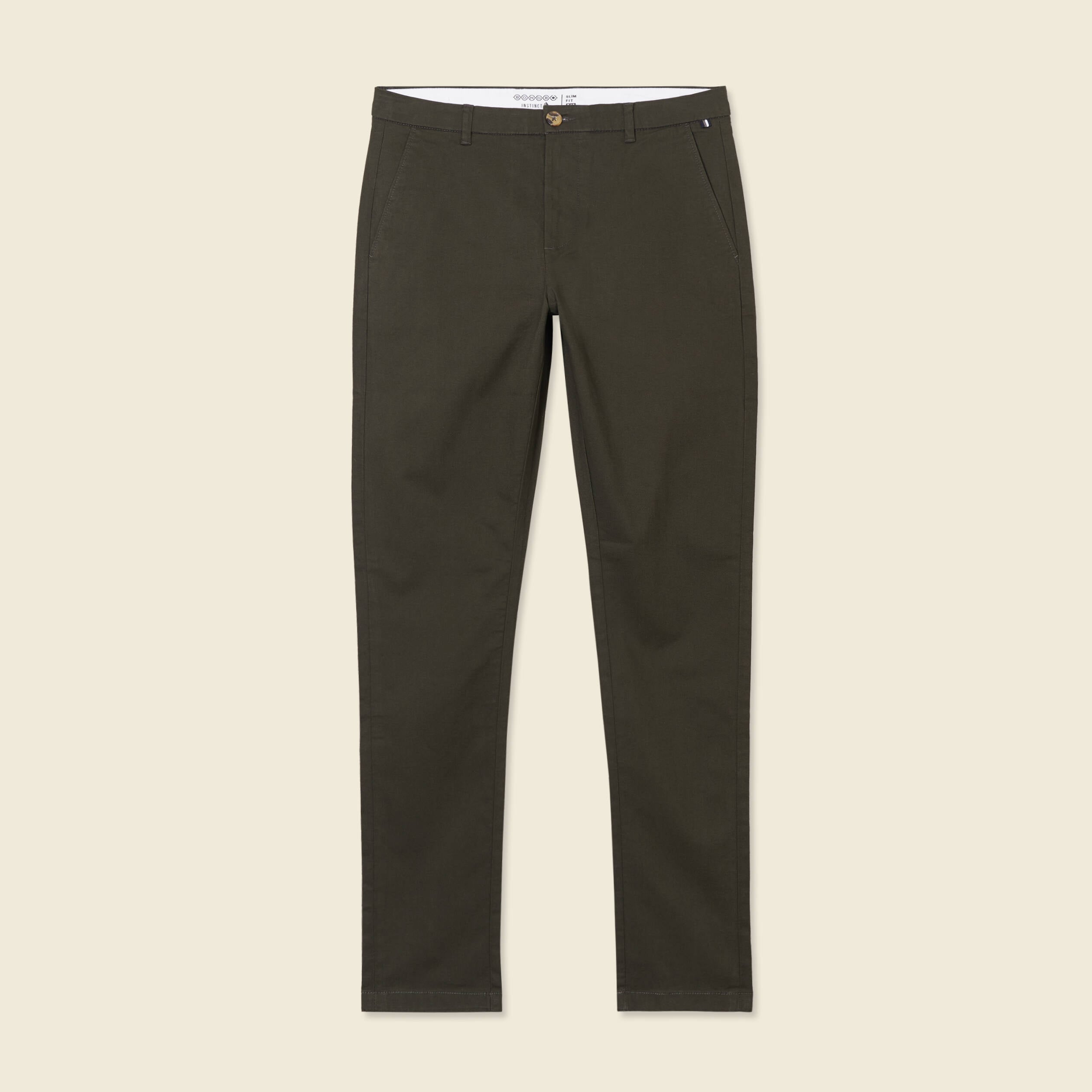 Pantalon chino longueur 32 vert kaki homme