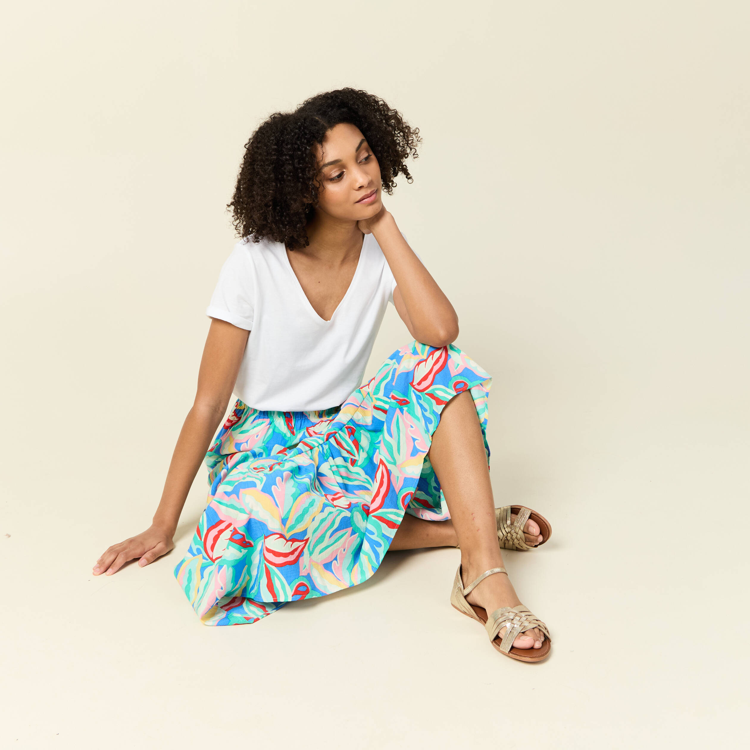 jupe longue evasee multicolore femme Jupe longue évasée multicolore femme