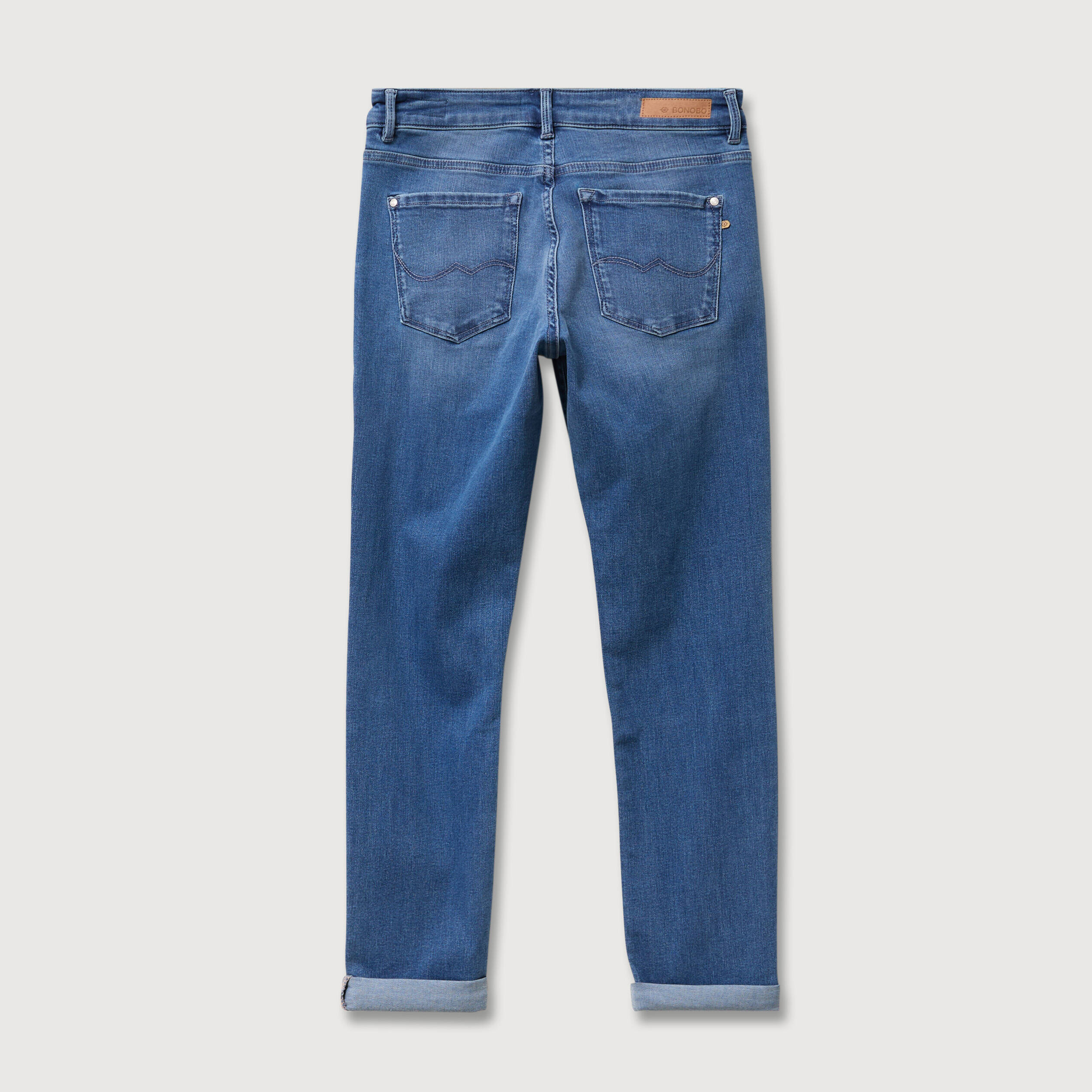 Jeans girlfriend taille haute denim stone femme