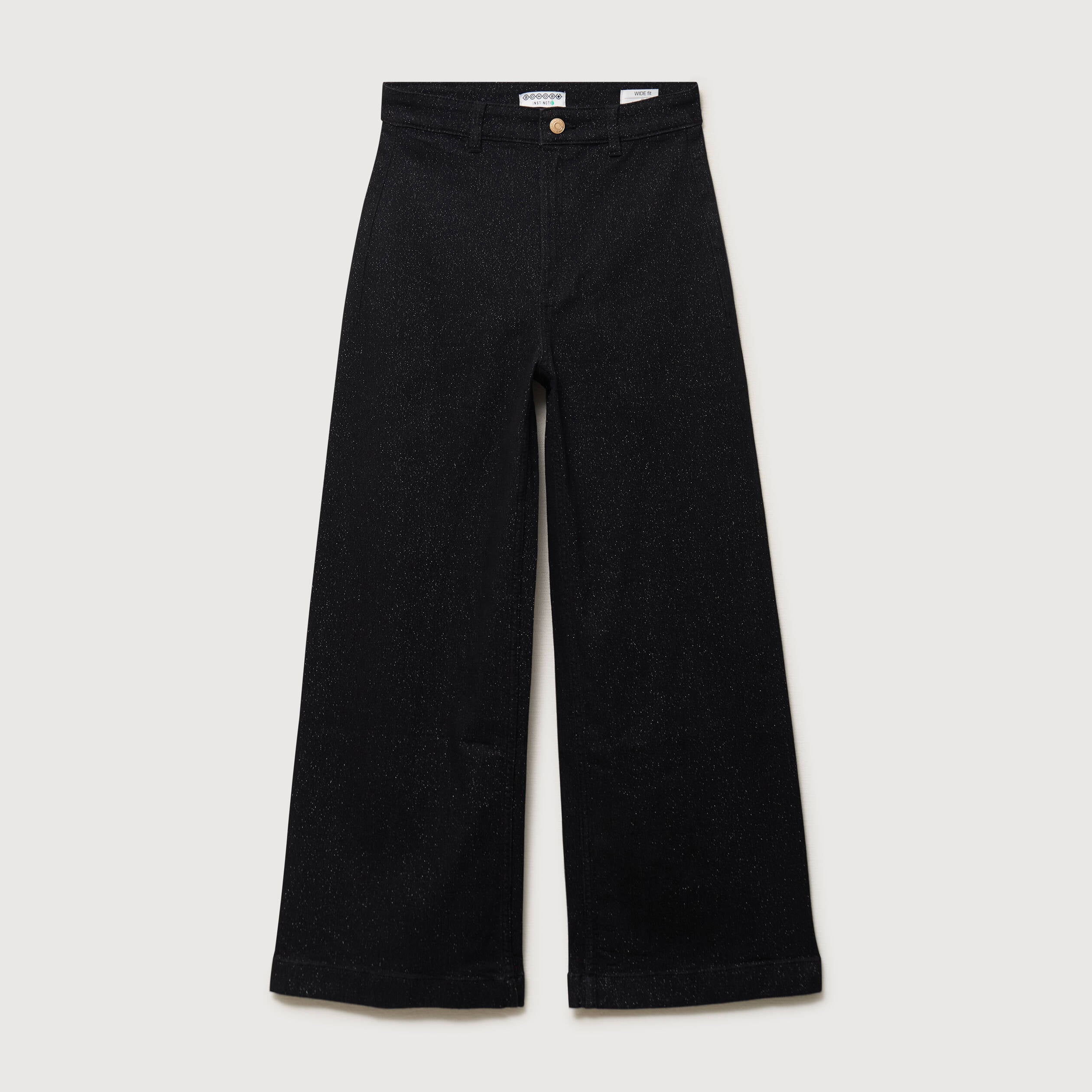 Jeans large taille haute denim noir femme
