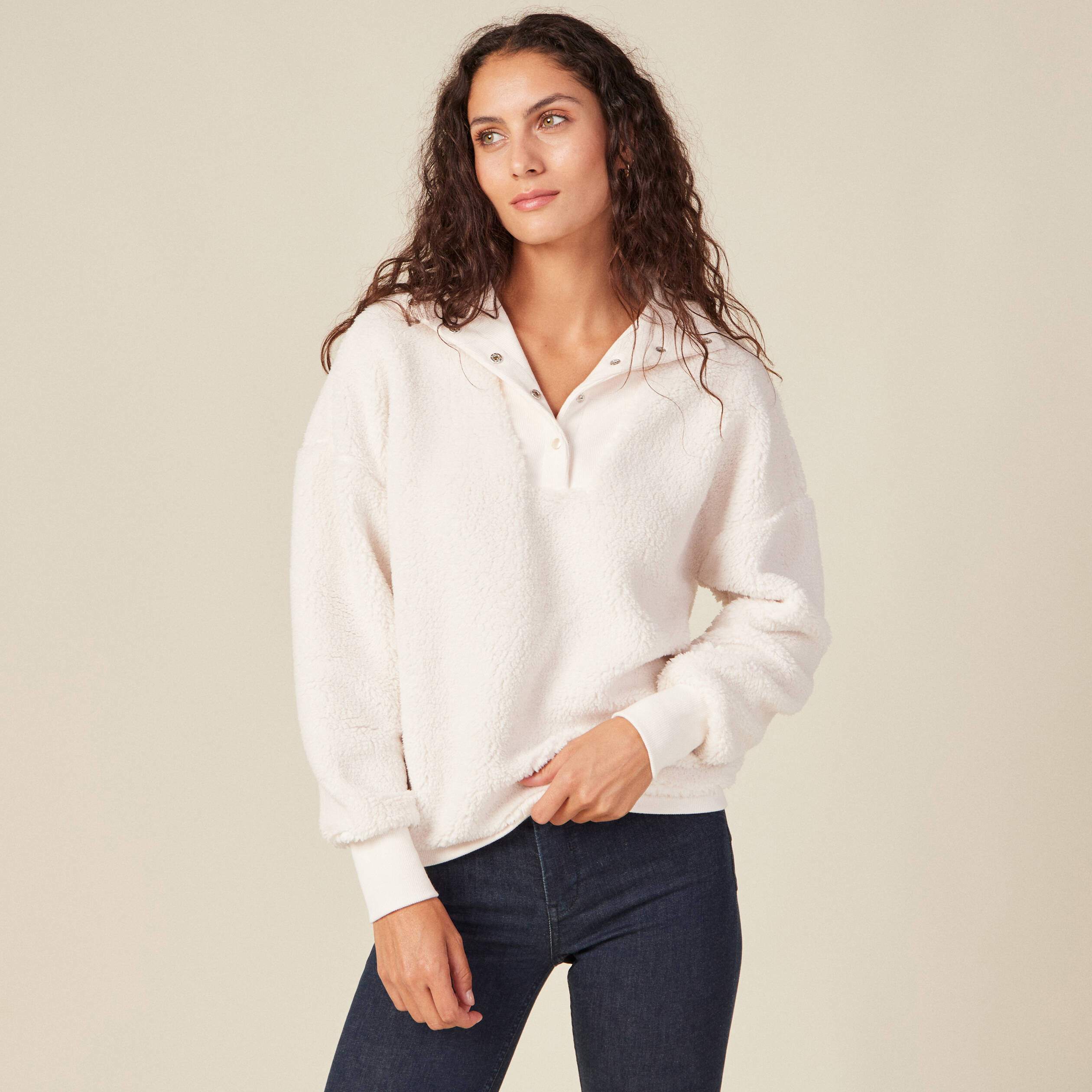 Sweat éco-responsable ecru femme