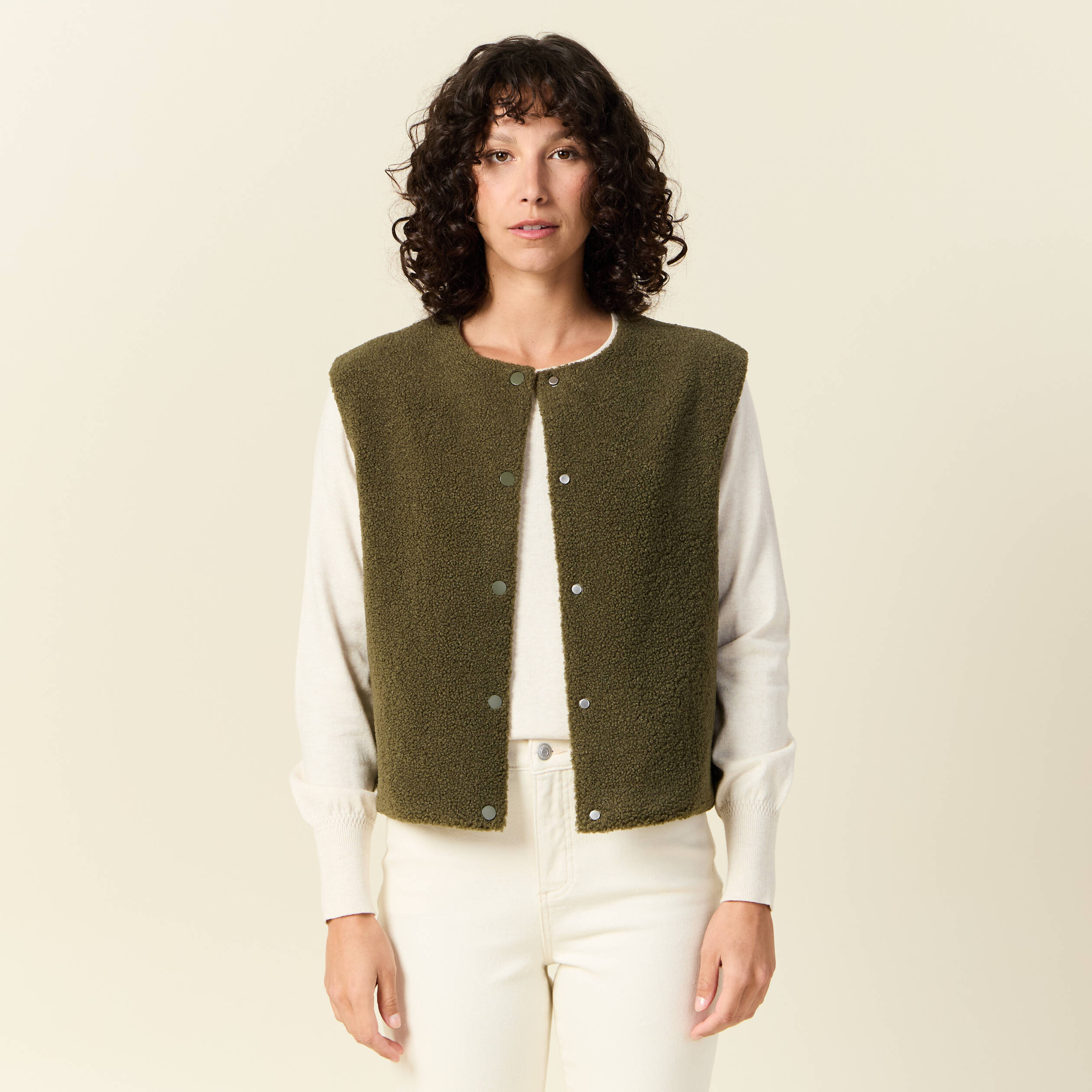 Gilet sans manches vert kaki femme