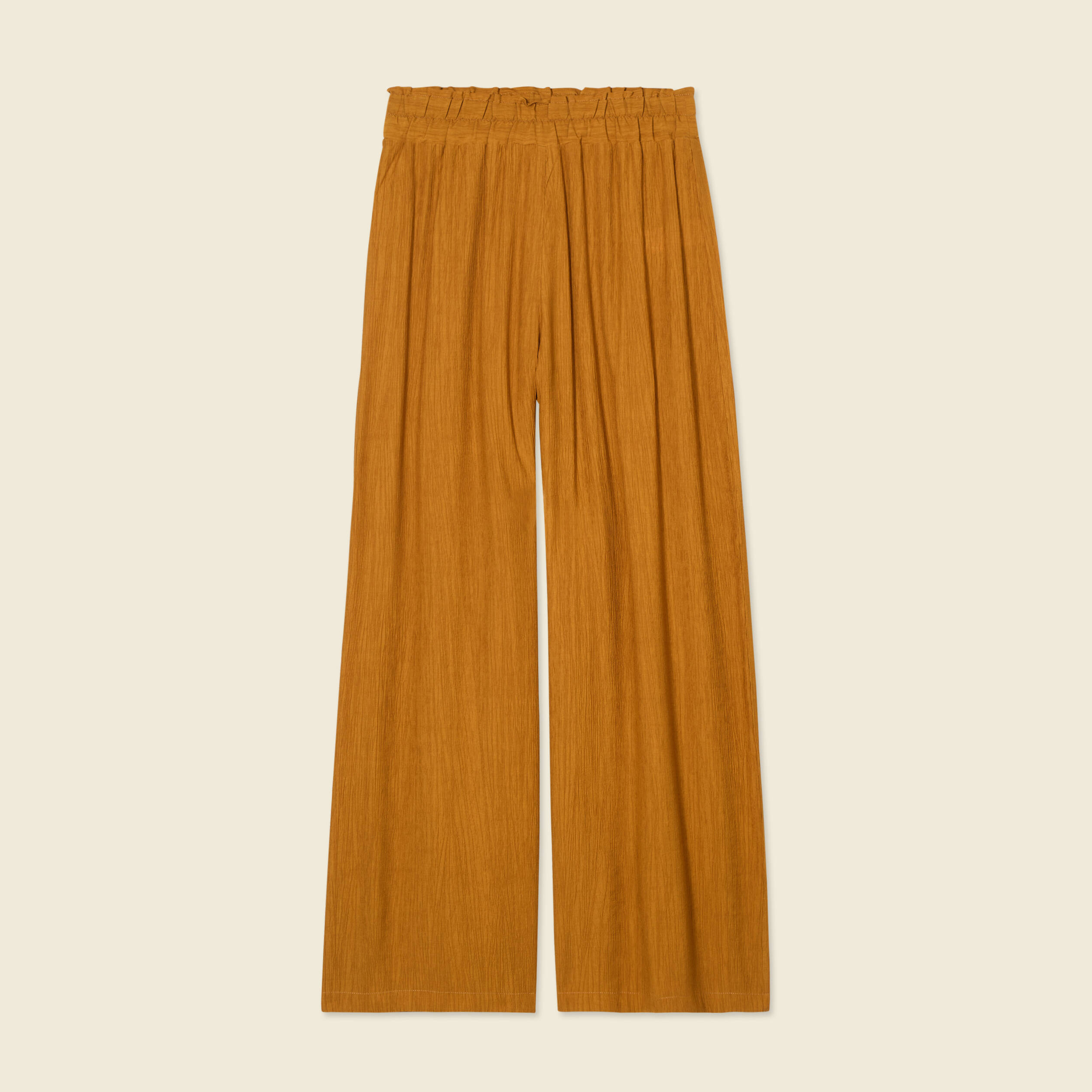 Pantalon large camel femme