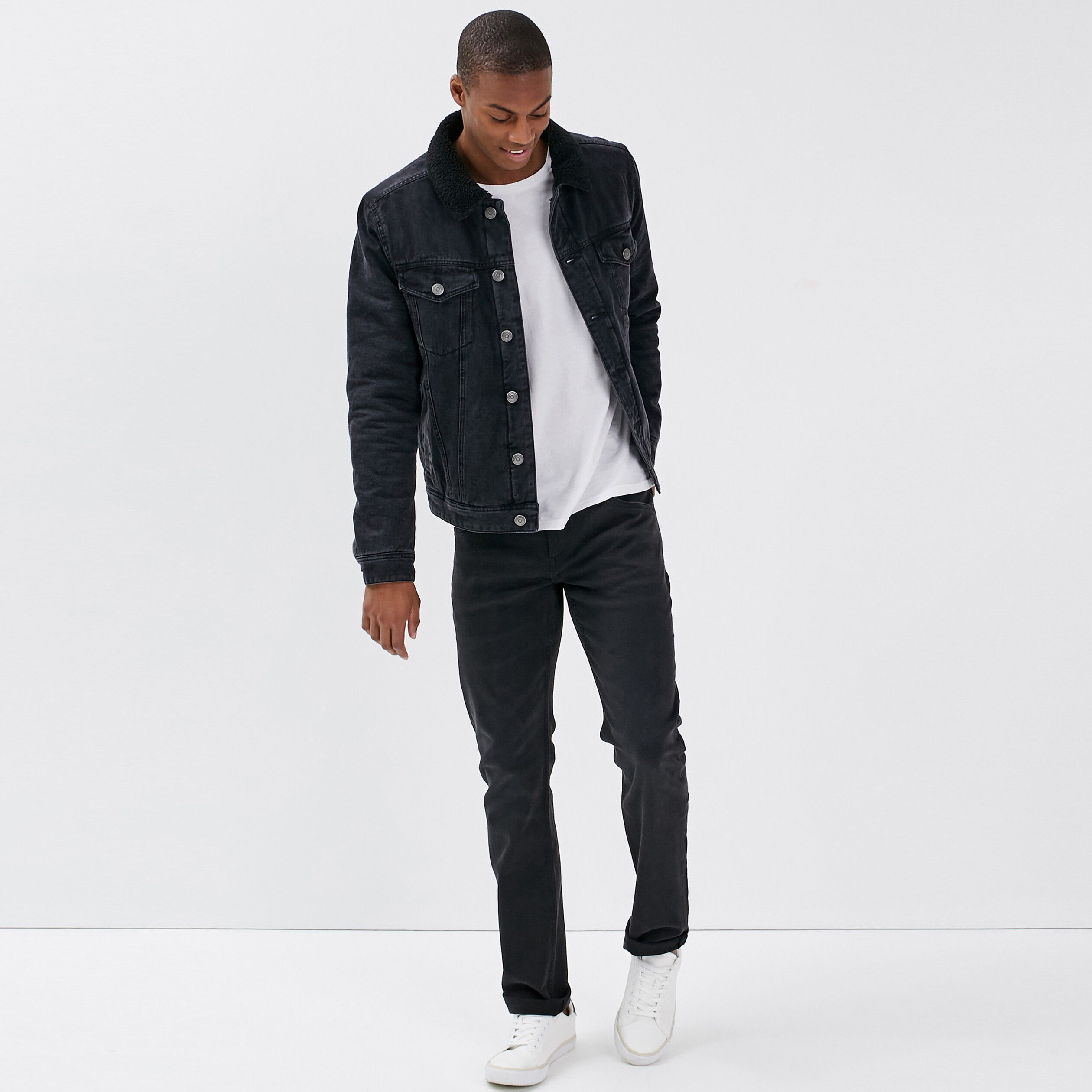 Jeans straight homme denim noir homme