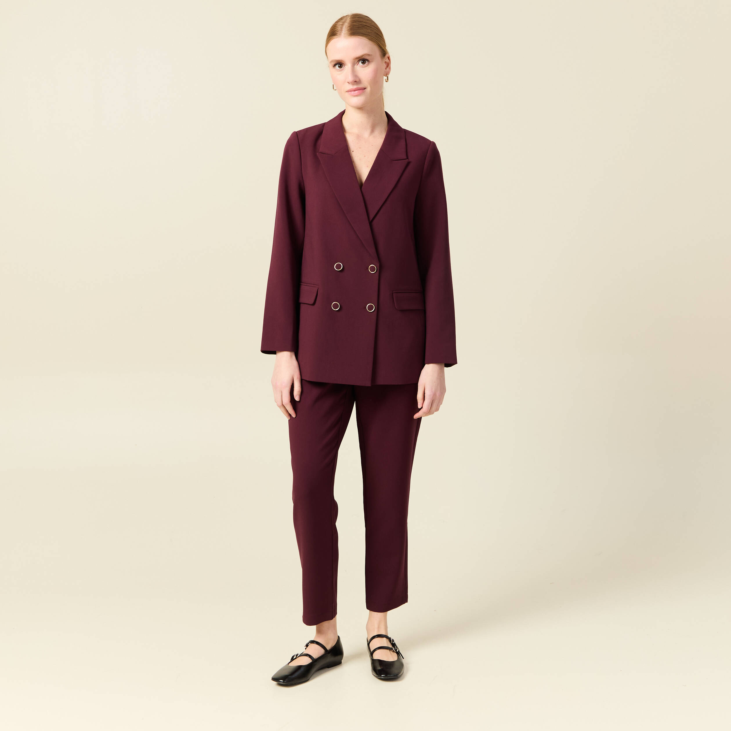 veste blazer double boutonnage violet fonce femme Veste blazer double boutonnage violet foncé femme