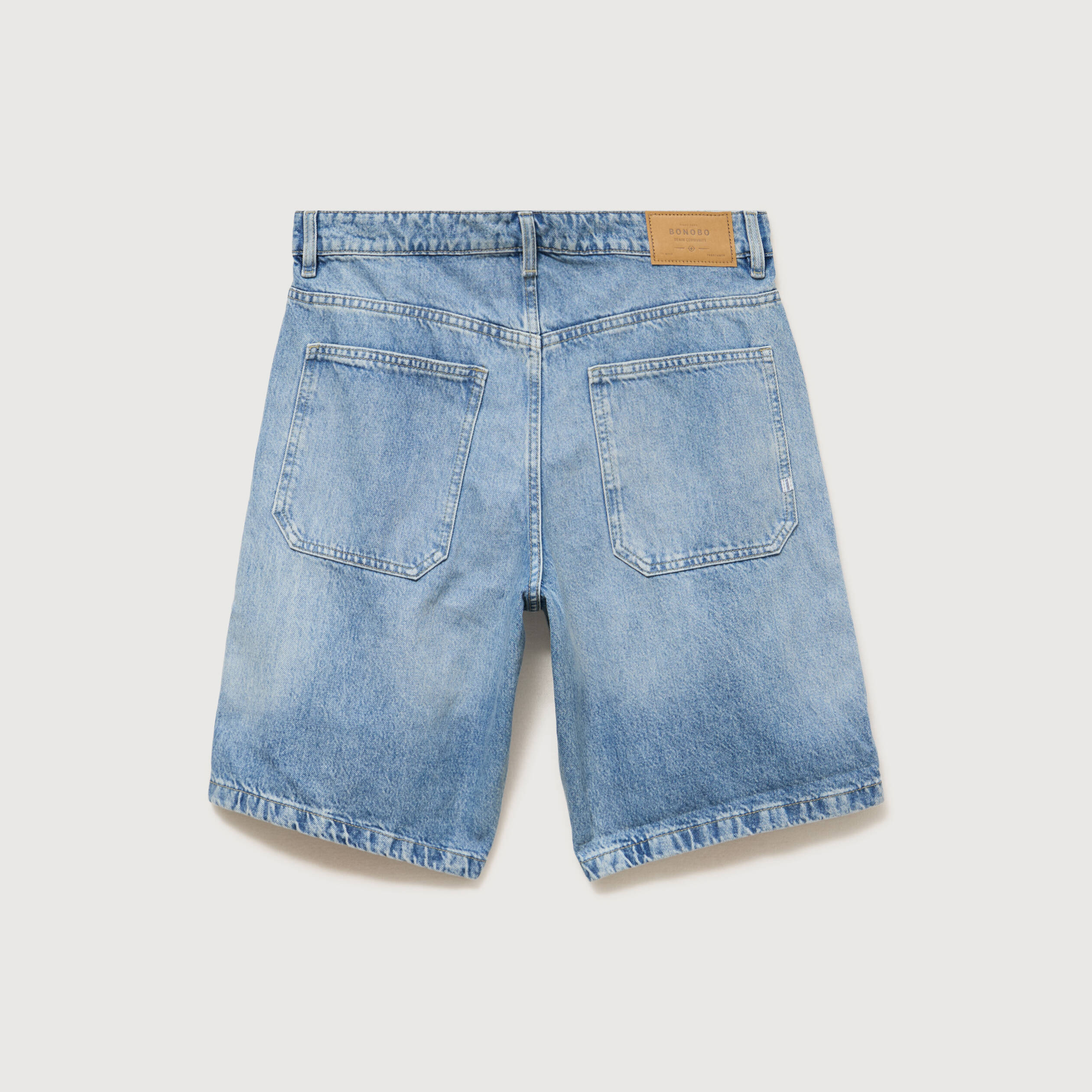 Bermuda en jean coton denim bleach homme