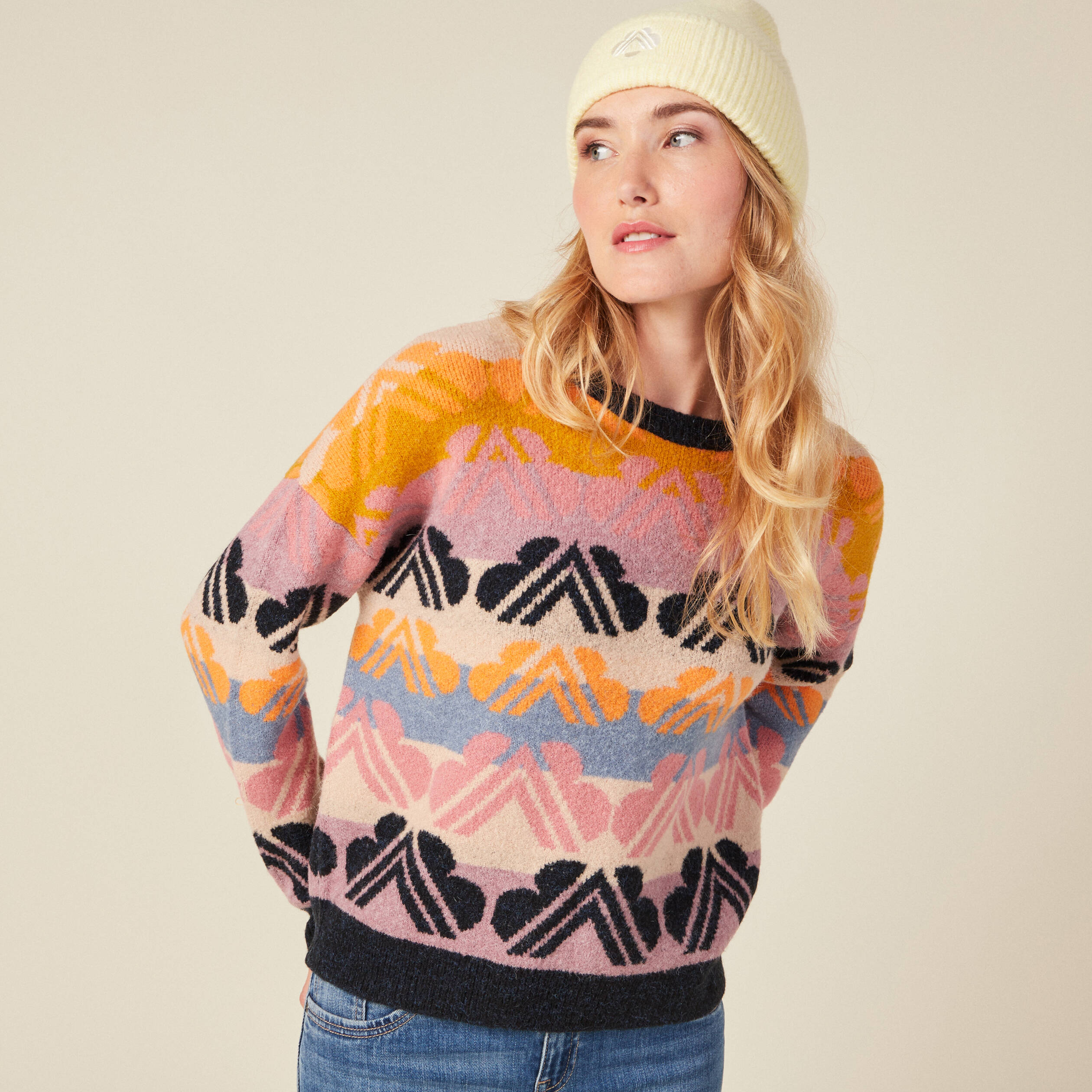 Pull manches longues mauve femme