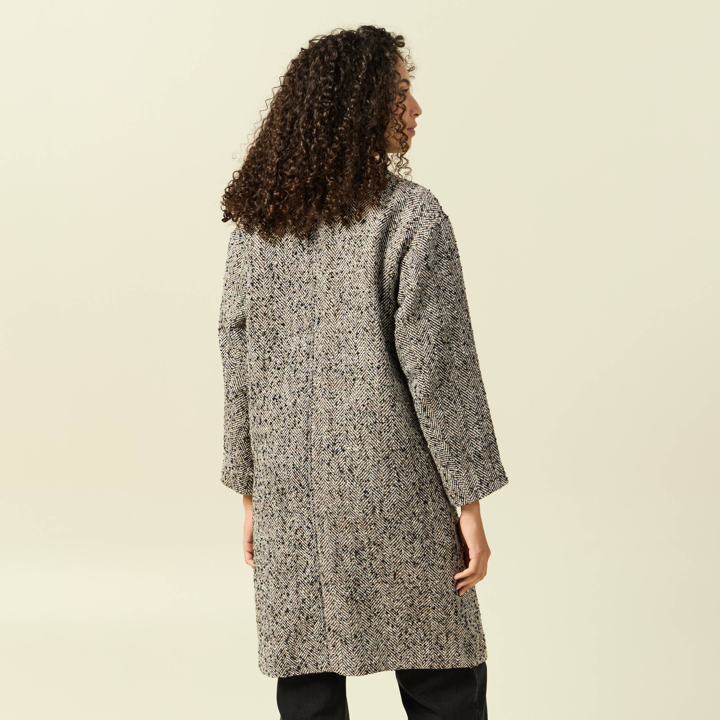 Manteau oversize col montant gris fonc&eacute; femme