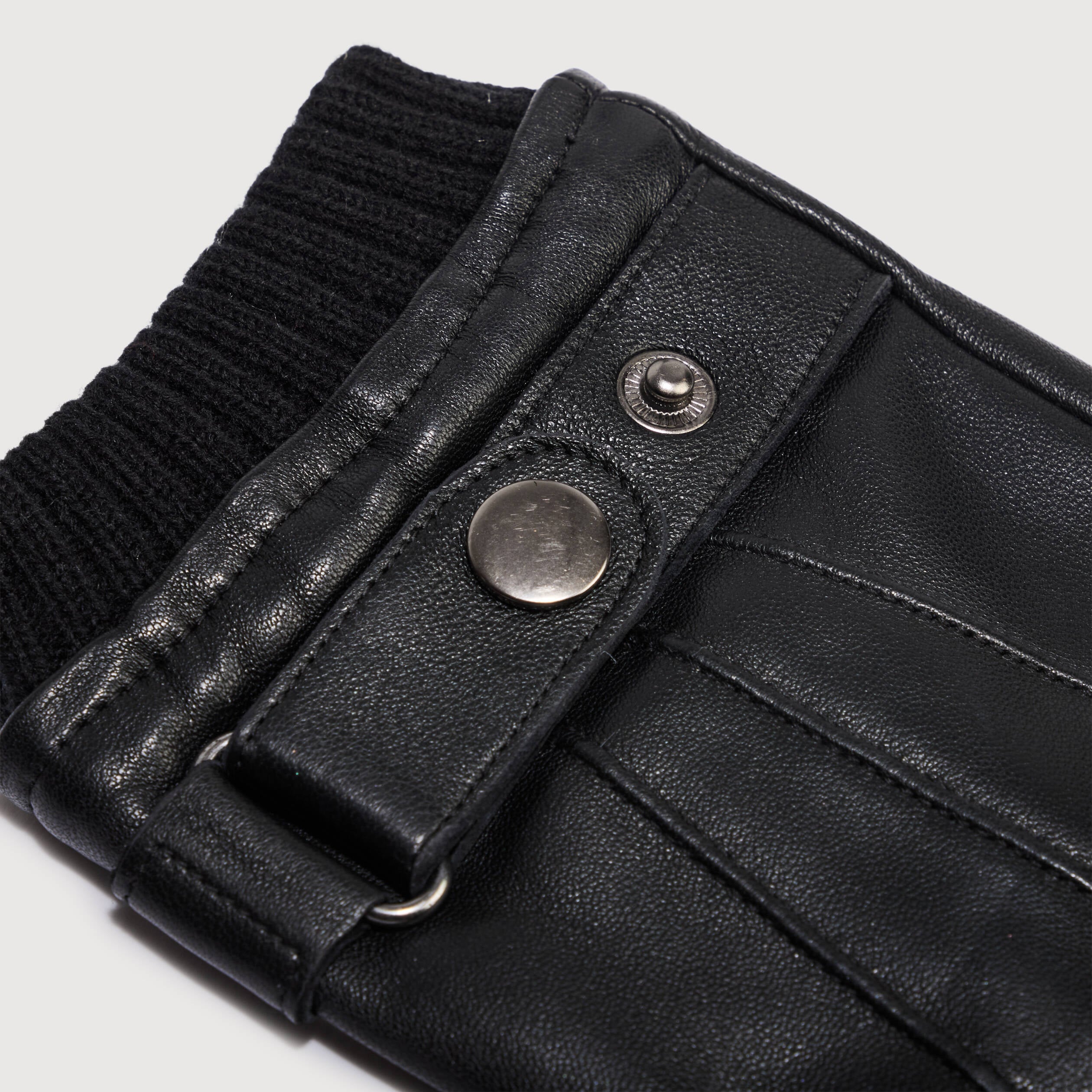 Gants en cuir avec doublure noir homme