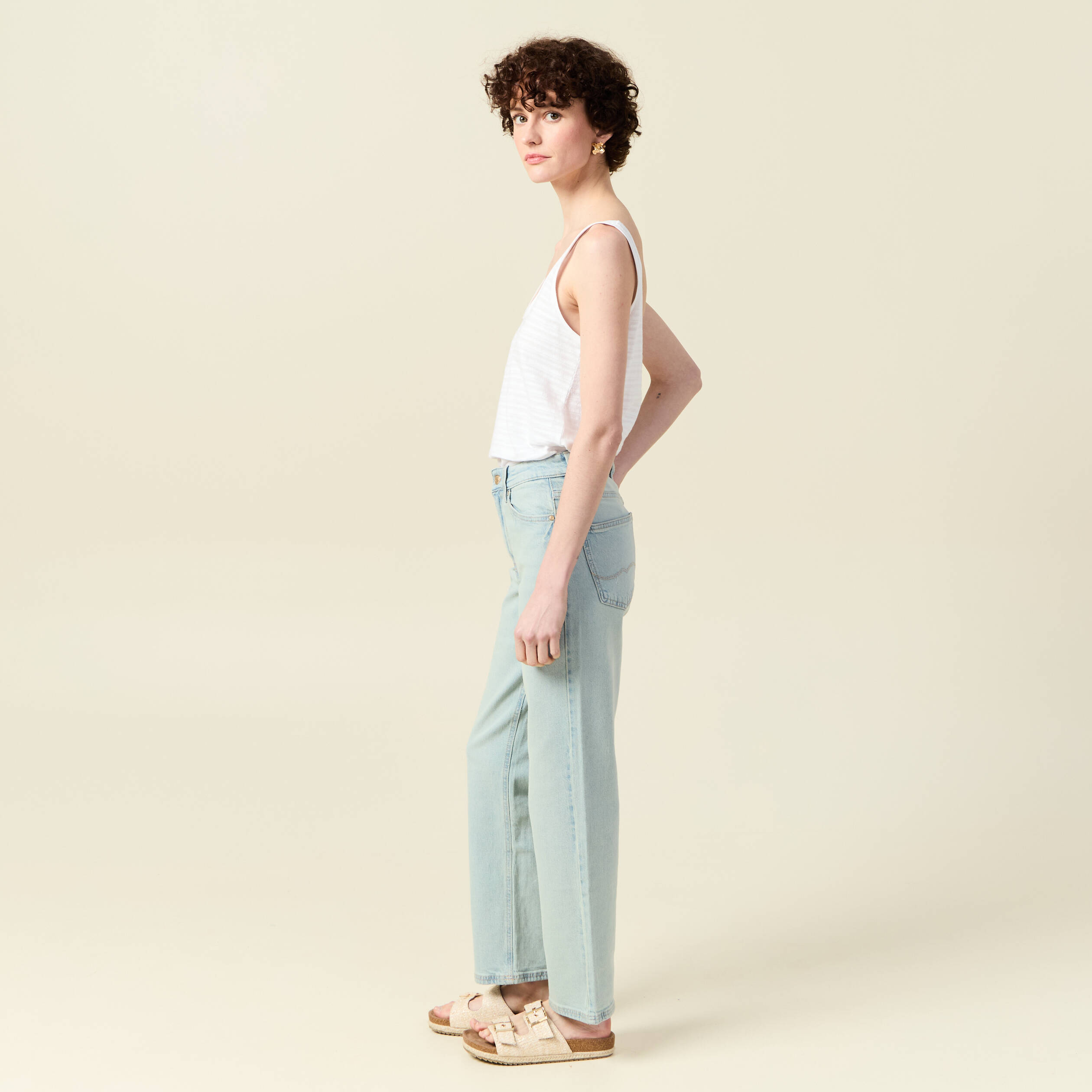 jeans droit 78eme denim baby bleu femme Jeans droit 7/8ème denim baby bleu femme