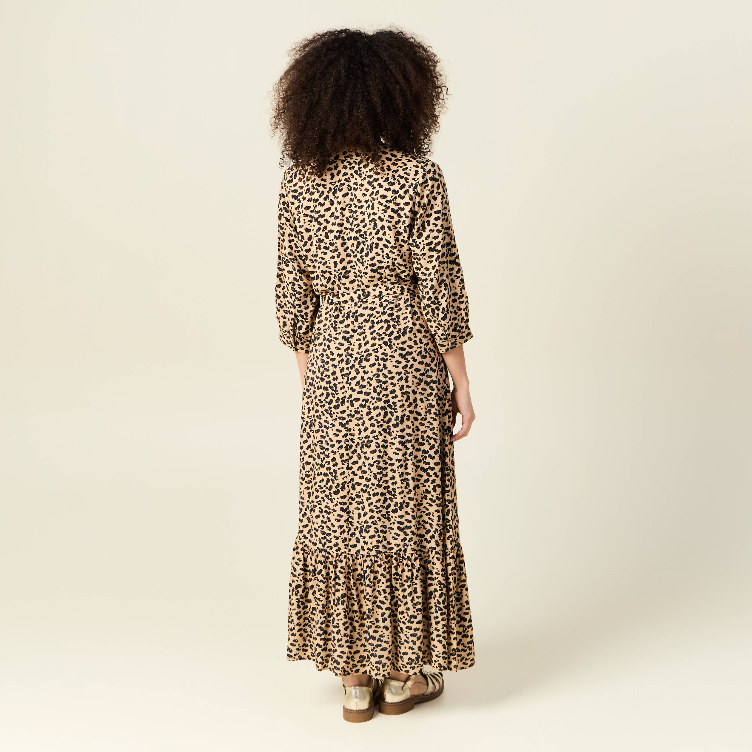 robe longue droite manches 34 marron clair femme Robe longue droite manches 3/4 marron clair femme