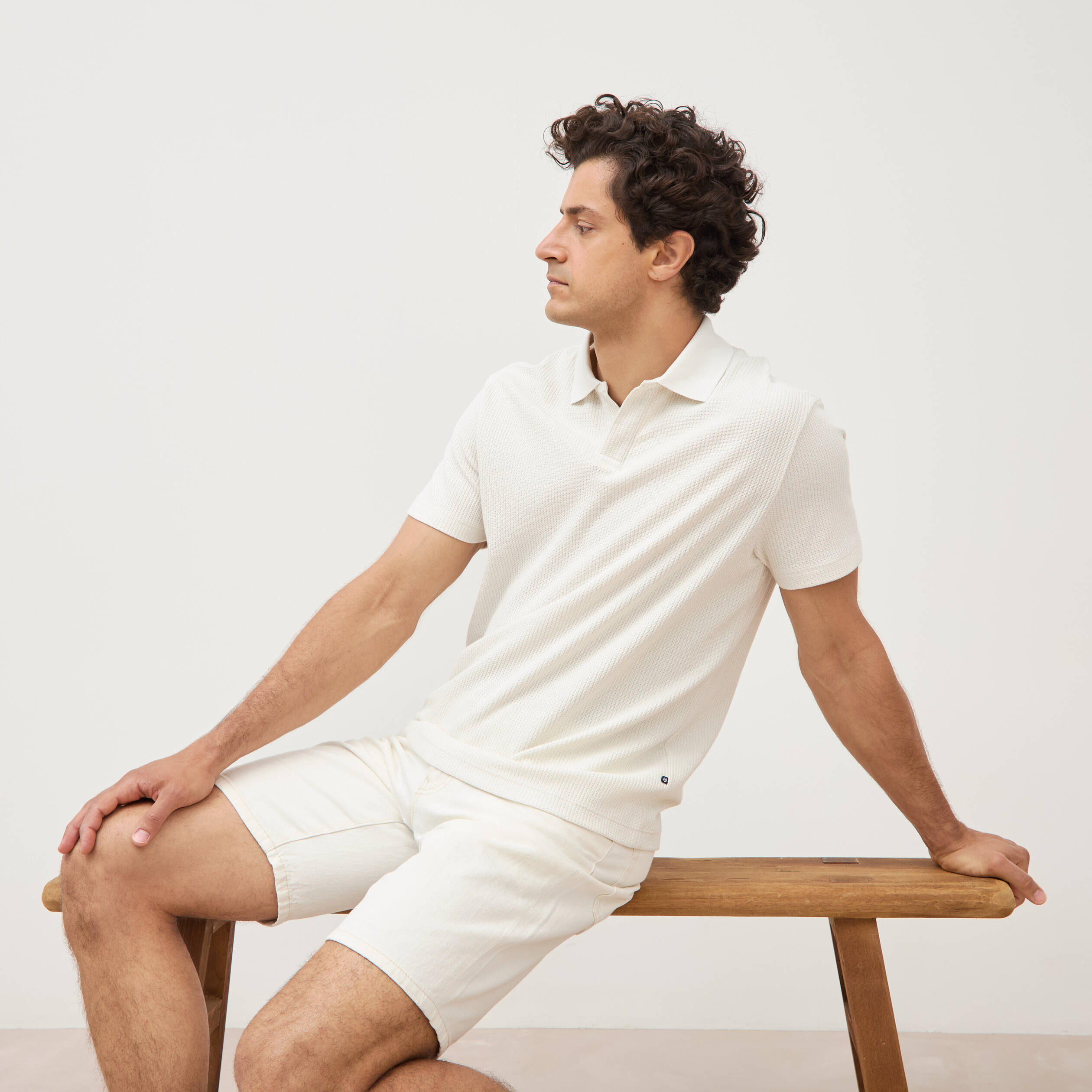 Polo manches courtes ecru homme