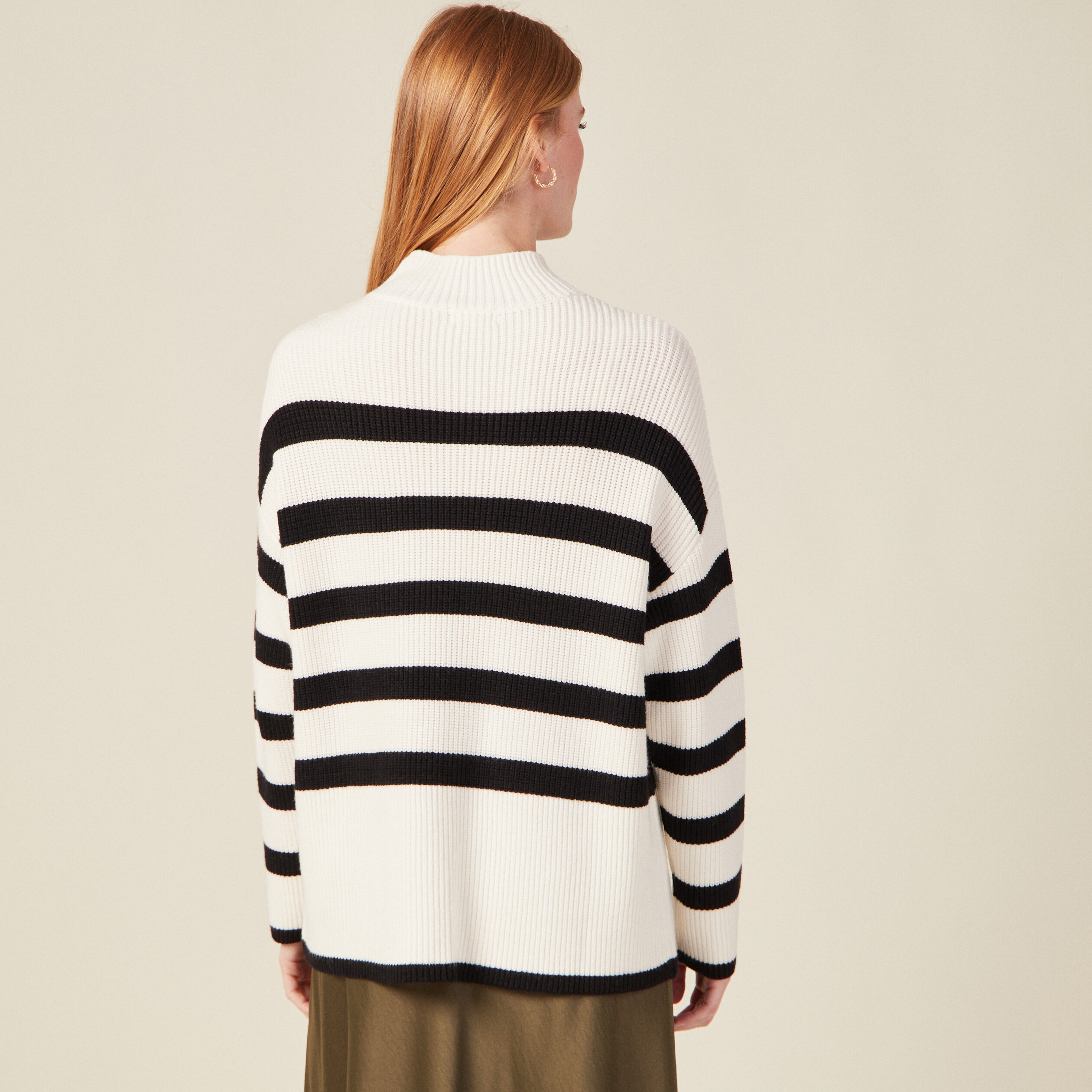 Pull manches longues à boutons ecru femme