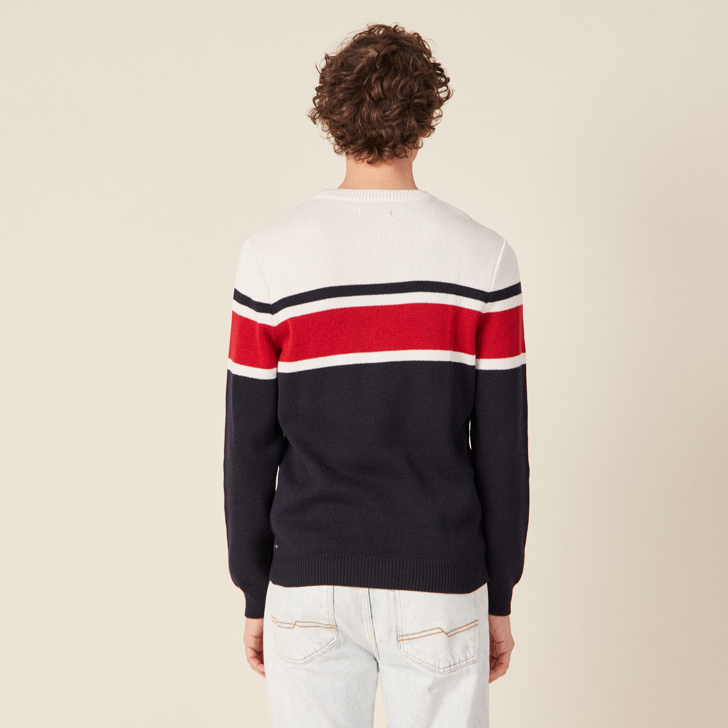 Pull manches longues bleu marine homme