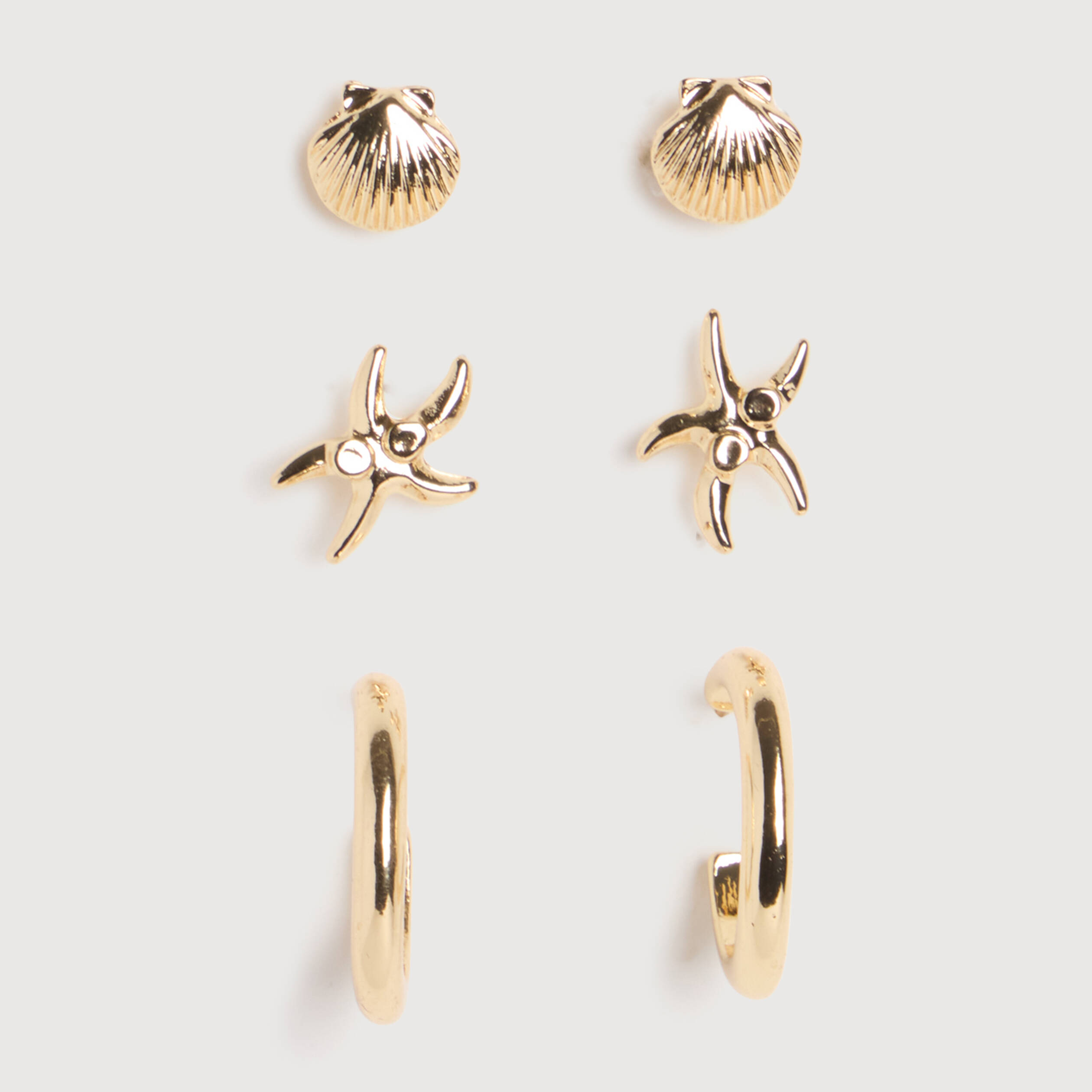 Lot de 3 paires boucles d'oreilles couleur or femme