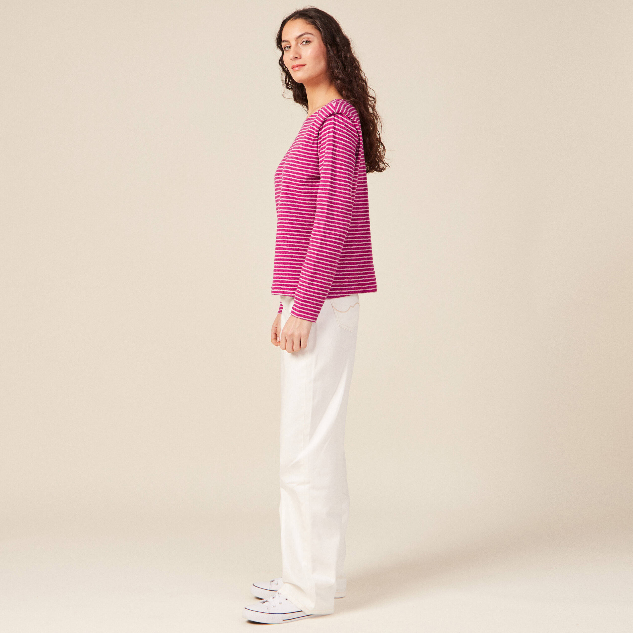 t shirt manches longues violet clair femme T-shirt manches longues violet clair femme
