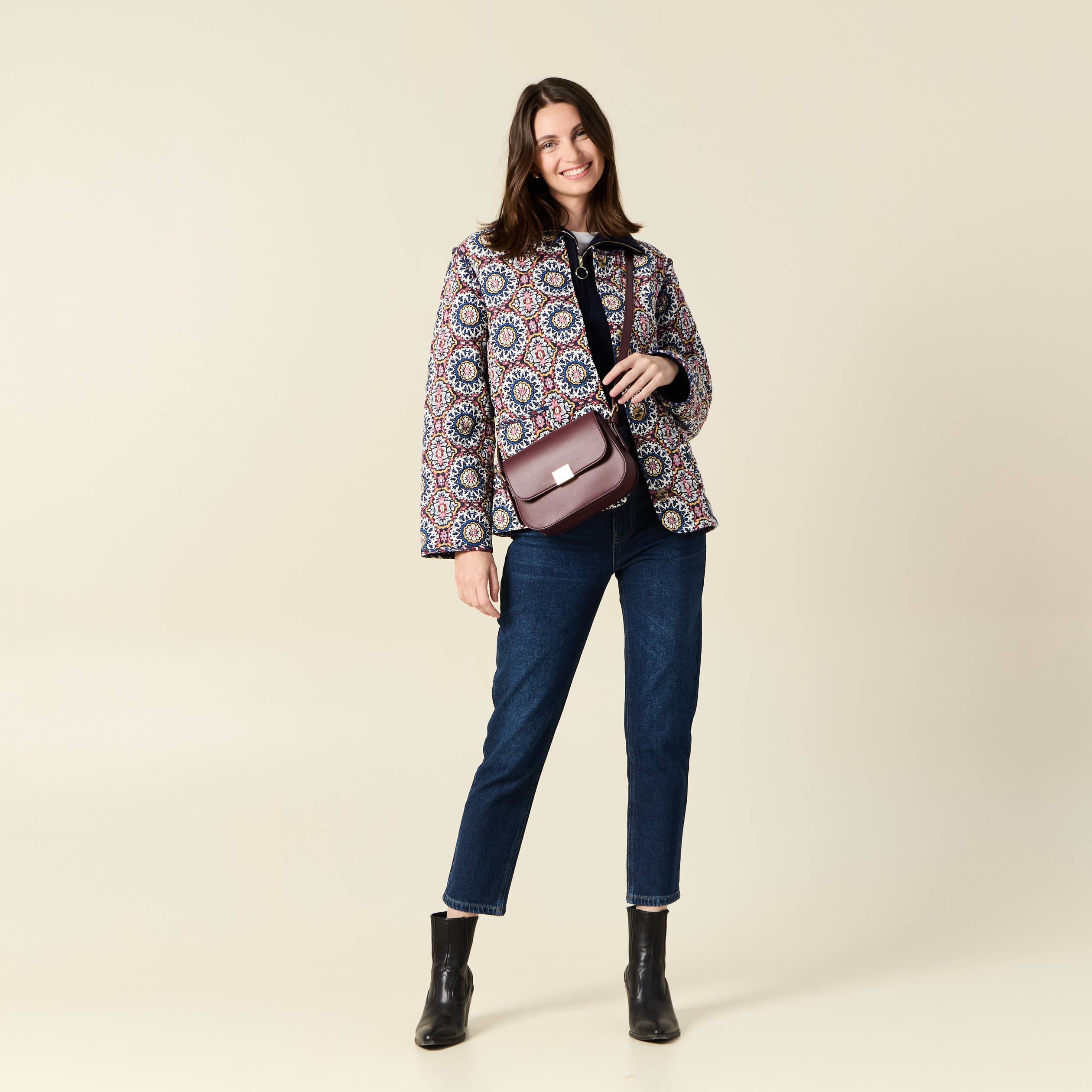 Jeans mom slim denim brut femme